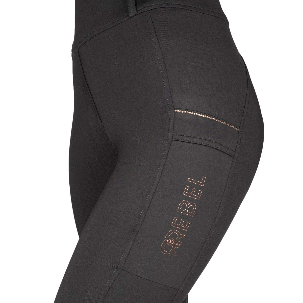 Rebel Rijlegging Beltloops Rosegold Crystals Full Grip Zwart