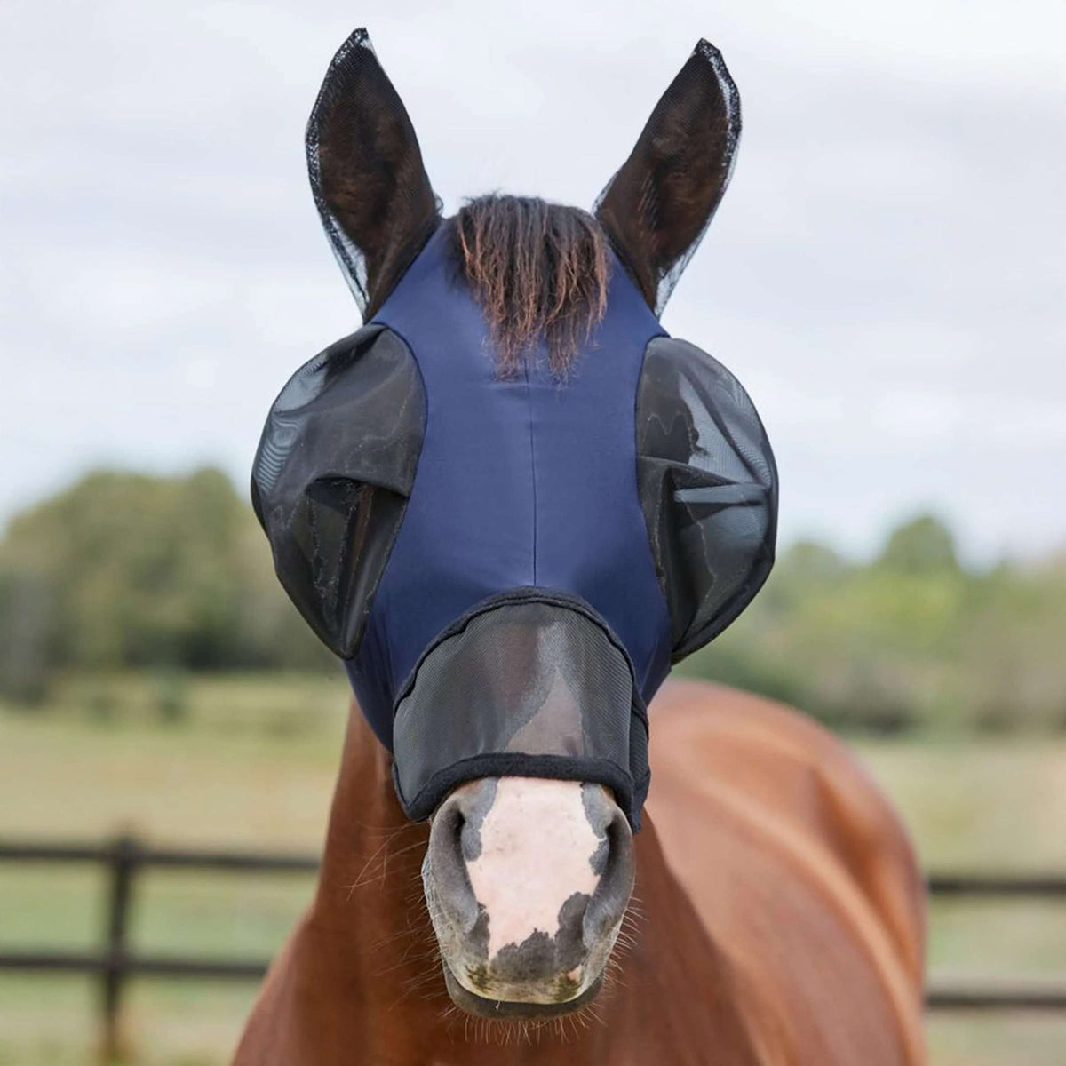 WeatherBeeta Vliegenmasker ComFiTec Luxe Bug Eye Saver met Oren en Neus Navy/Zwart