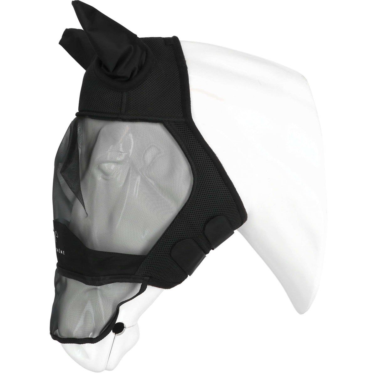 EQUITHÈME Vliegenmasker Mesh UV Protection Met Neusnetje Zwart
