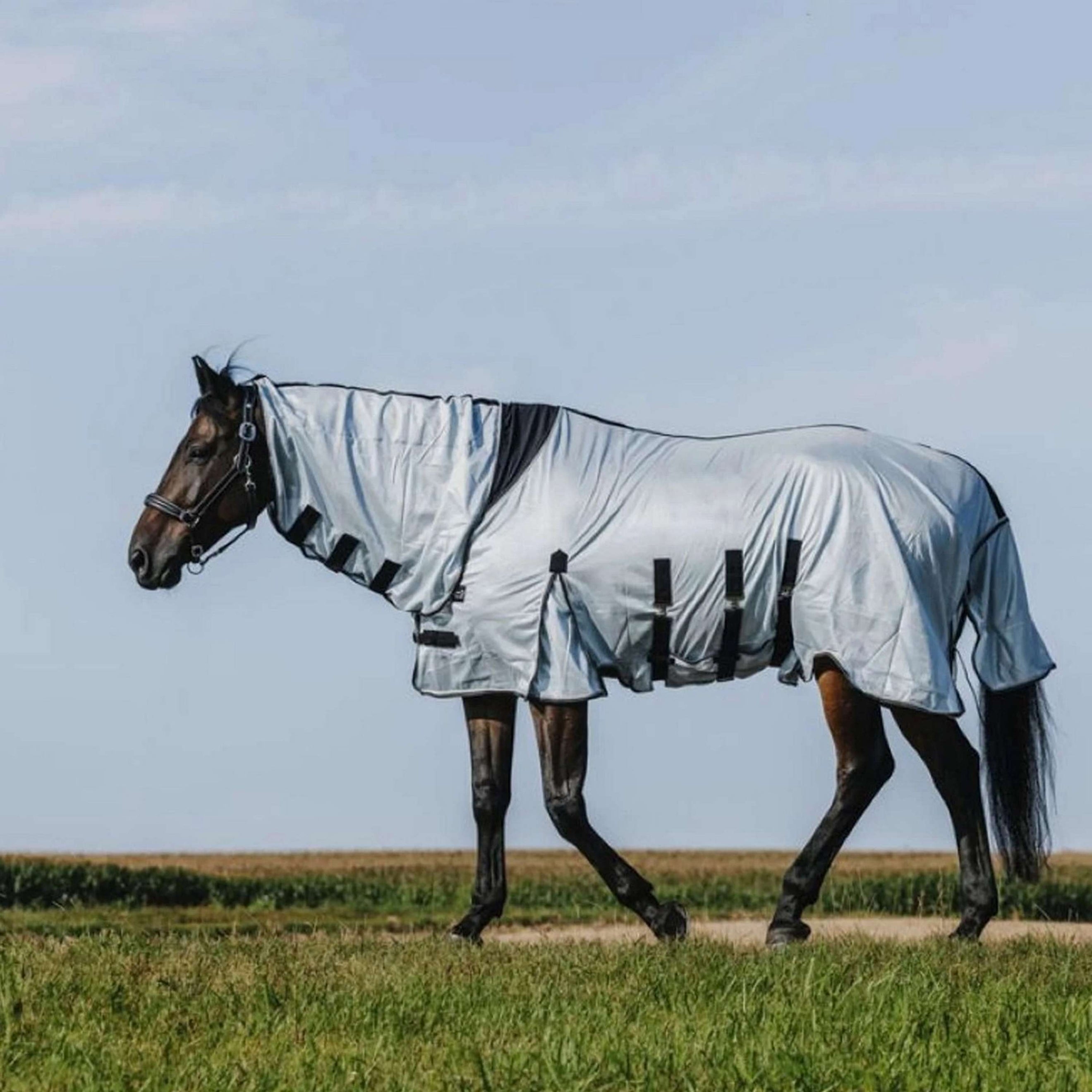 Riding World Vliegendeken Belly Mesh Combo Grijs