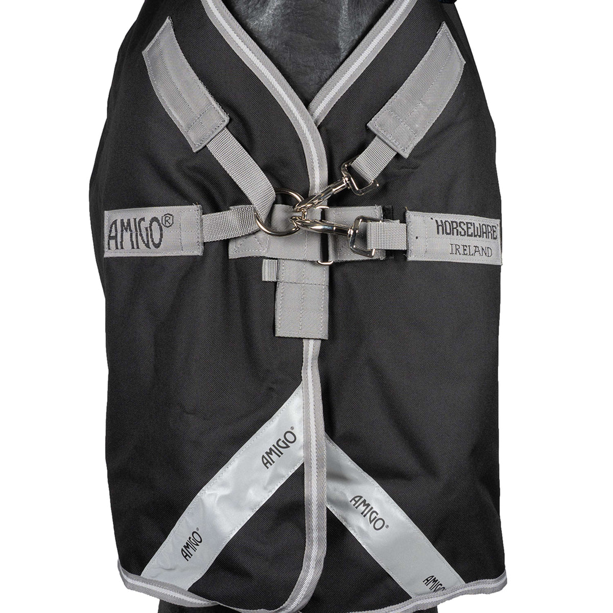 Amigo Turnout Rug Integrated 1200D 250g Black/Titanium Grey/Silver