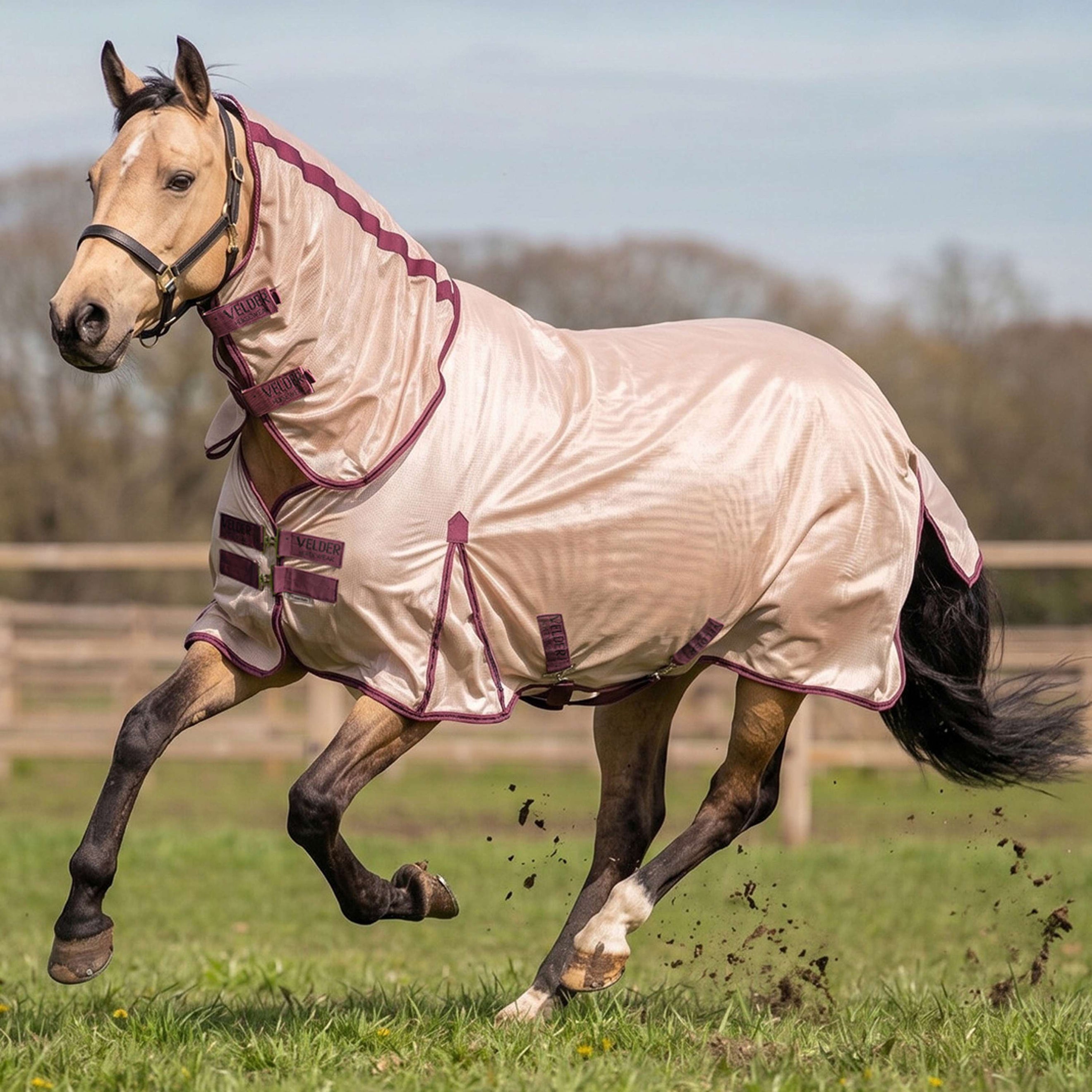 Velder Horsewear Vliegendeken Mesh met Hals Earth Grey