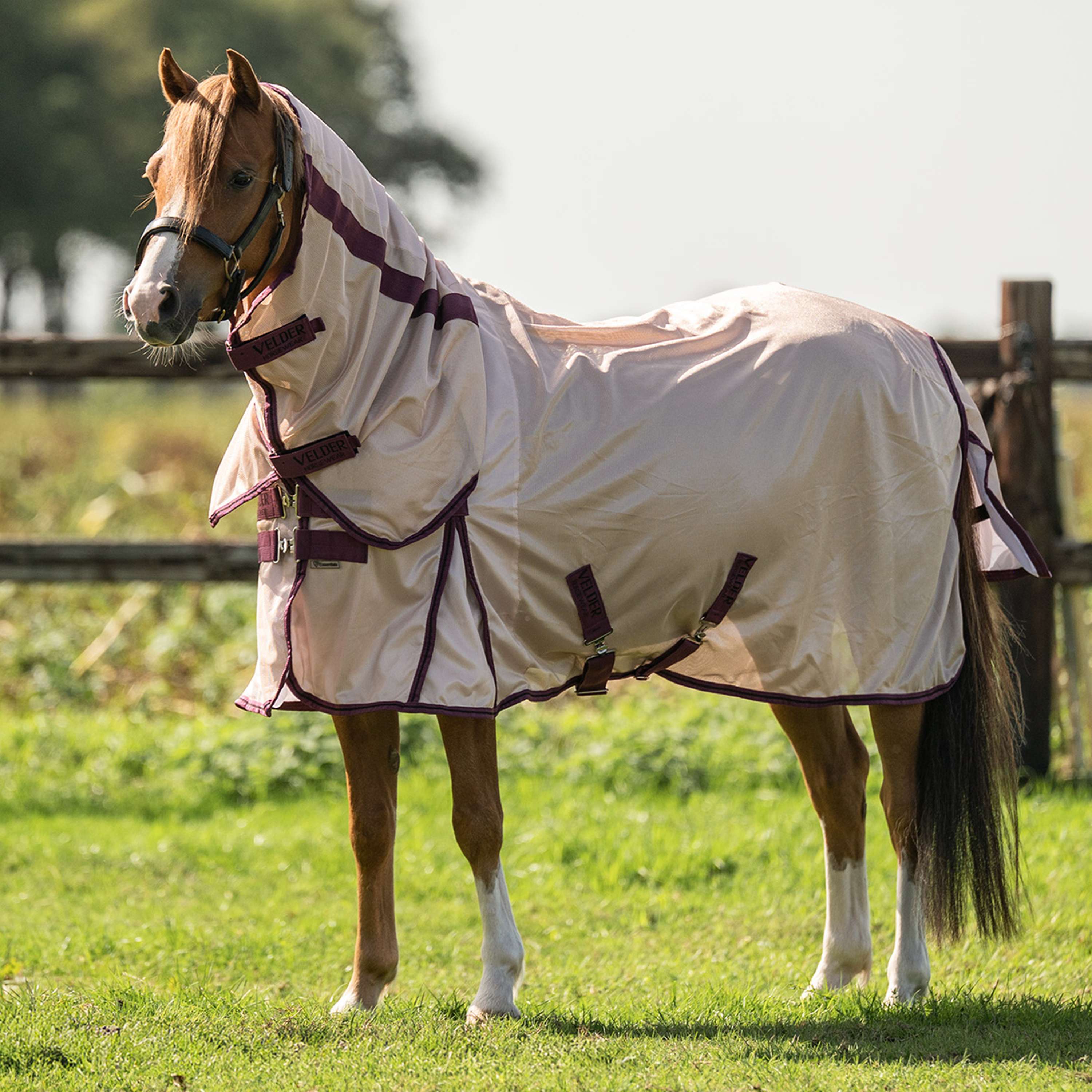 Velder Horsewear Essentials Pony Vliegendeken Mesh met Hals Earth Grey