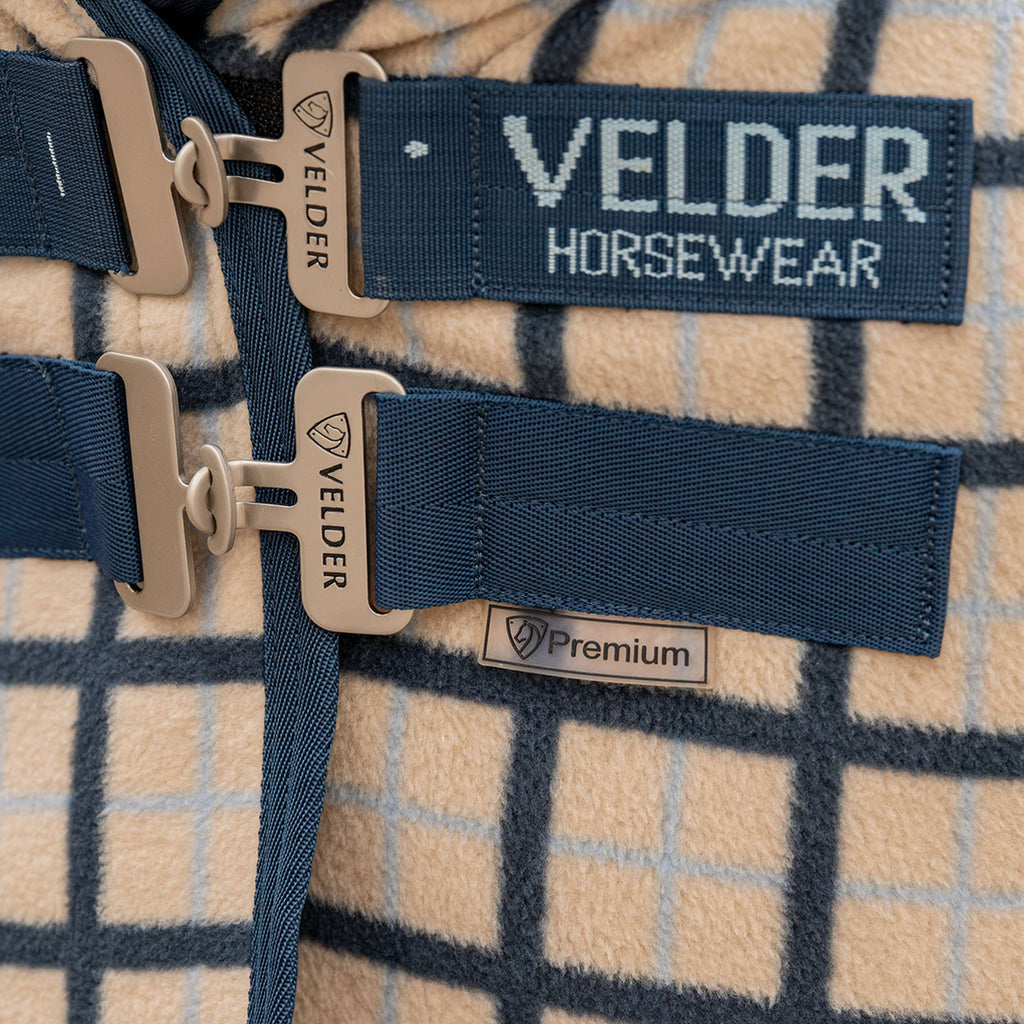 Velder Horsewear Premium Fleece Cooler with Collar Navy Check