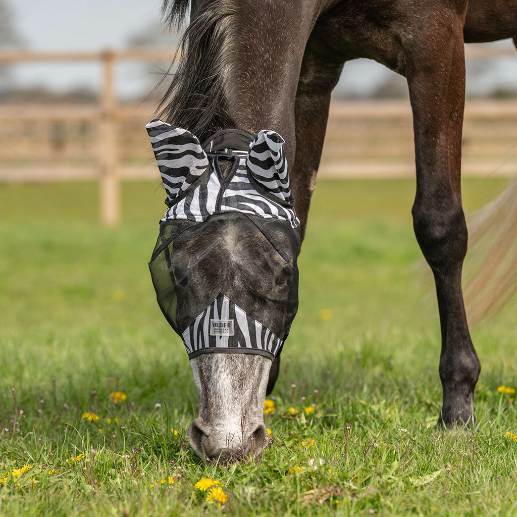 Velder Horsewear Essentials Vliegenmasker Zebra met Oren Zwart/Wit