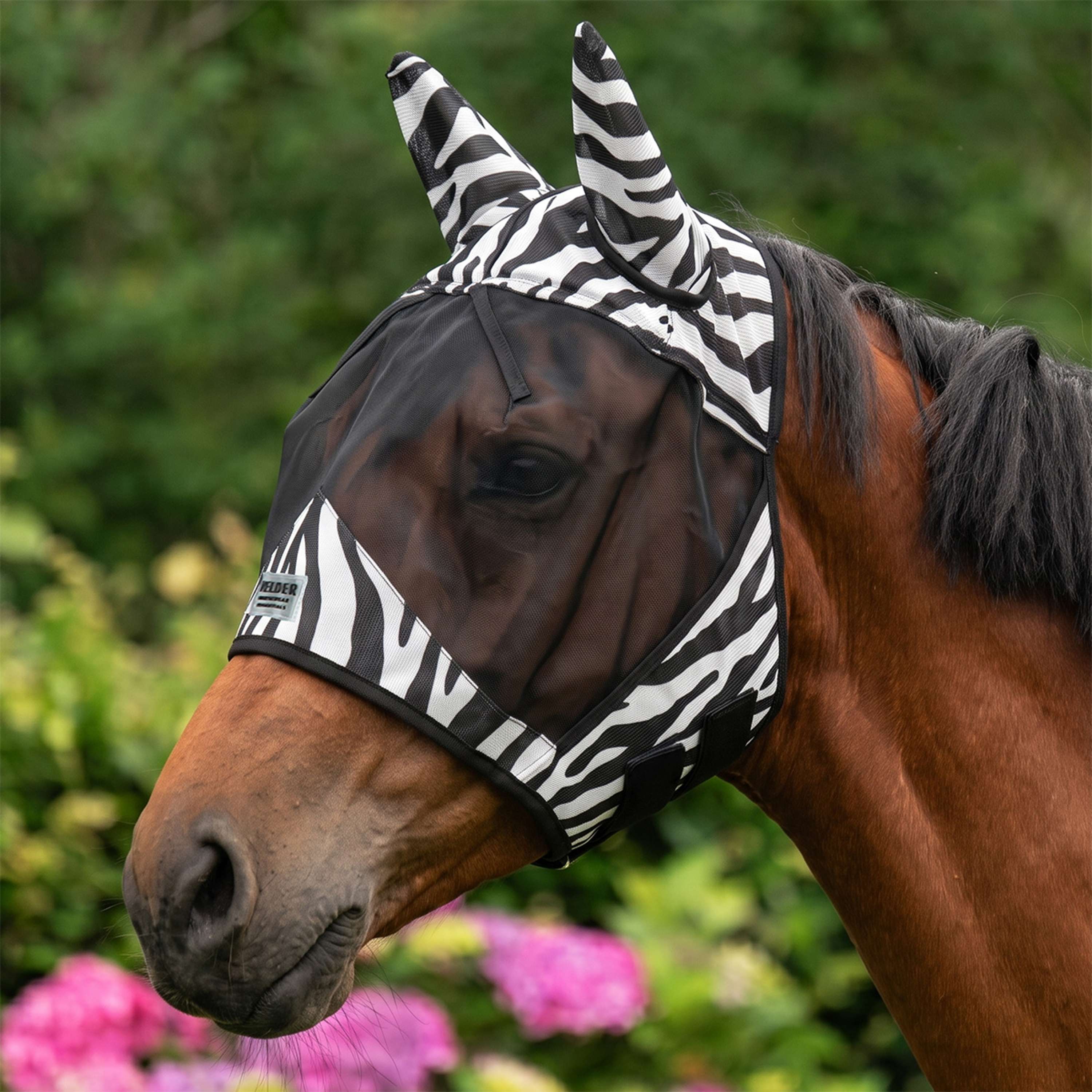 Velder Horsewear Essentials Vliegenmasker Zebra met Oren Zwart/Wit