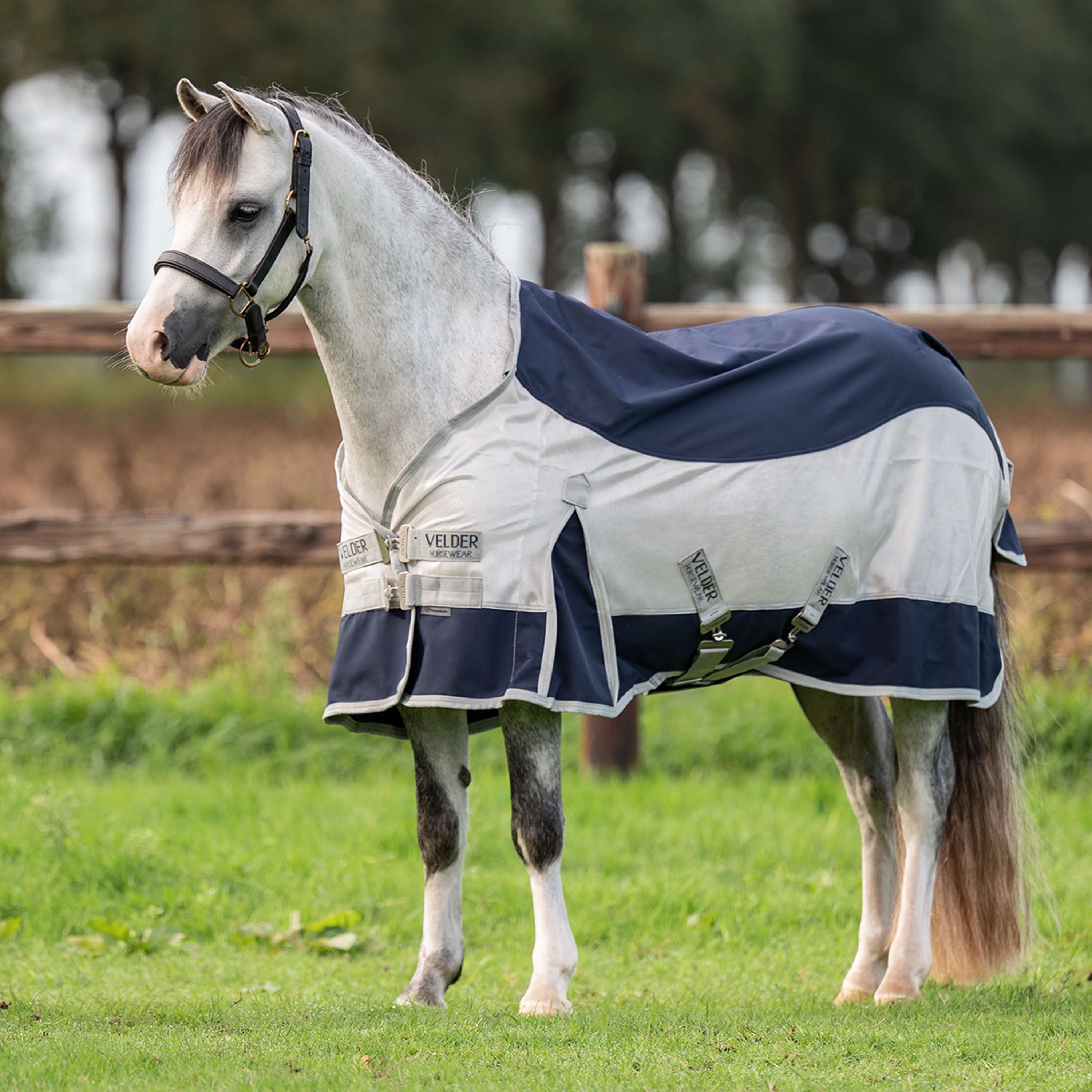 Velder Horsewear Premium Pony Vliegendeken Rainless Fall Navy/Pearl Silver