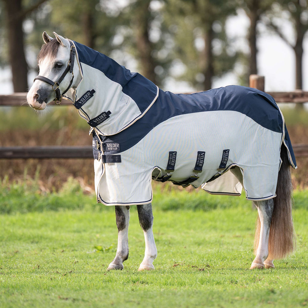Velder Horsewear Premium Pony Vliegendeken Waterproof-Top Navy/Pearl Silver