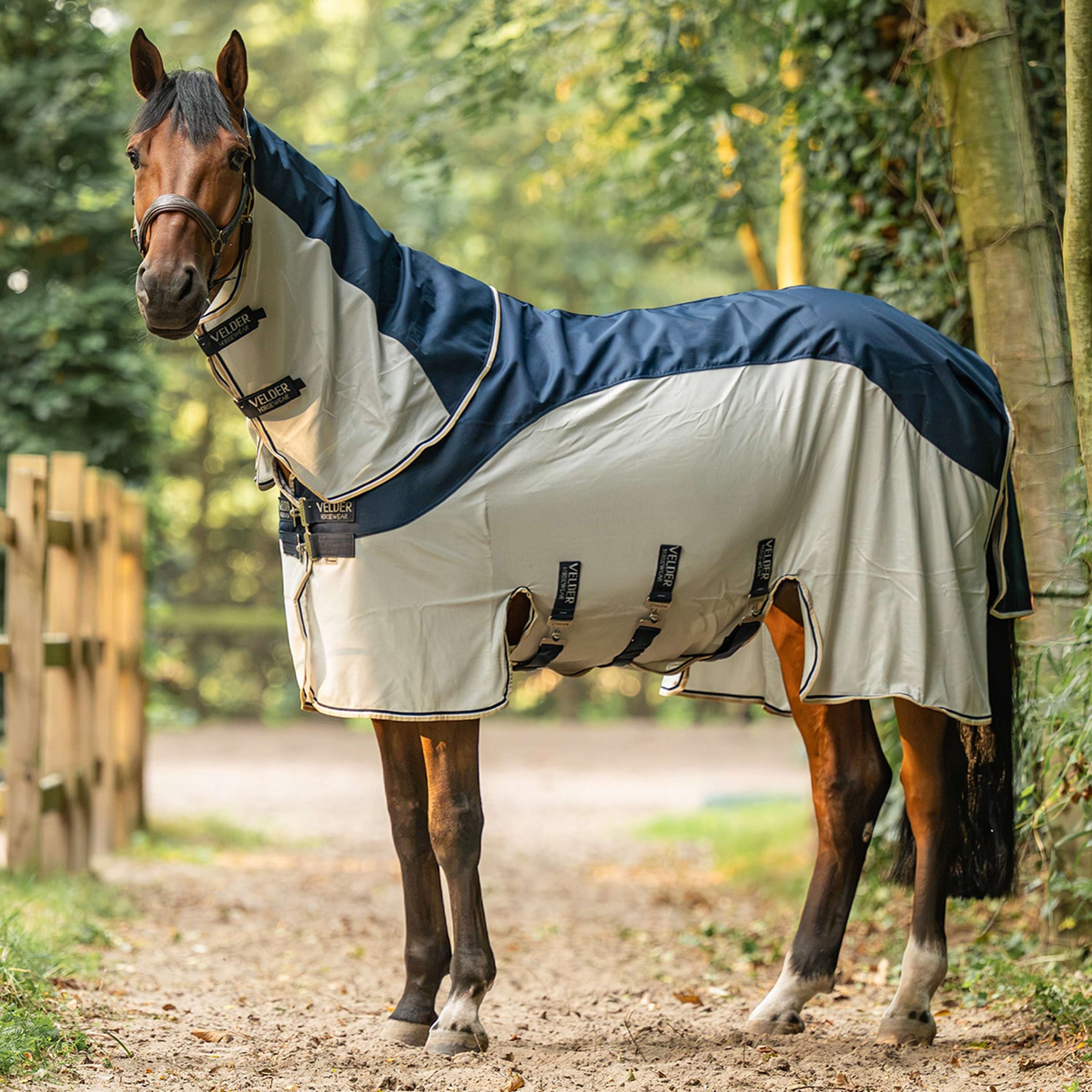Velder Horsewear Premium Vliegendeken Waterproof-Top Navy/Pearl Silver
