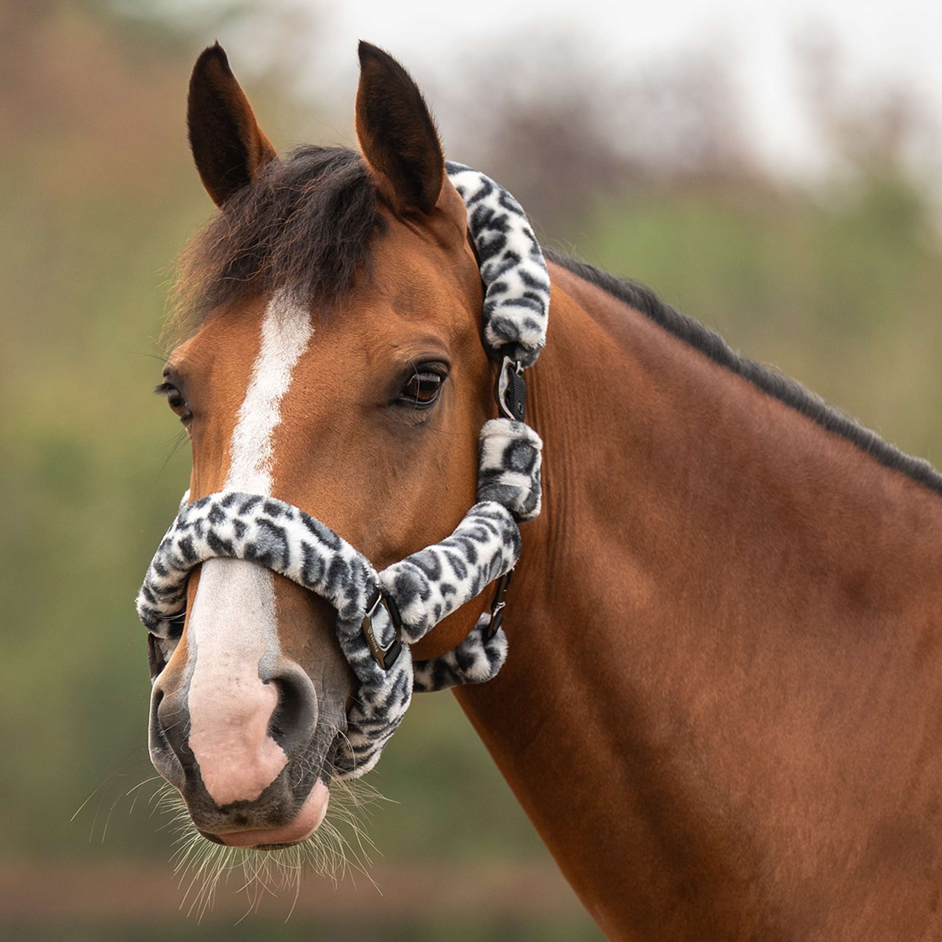 Velder Horsewear Premium Halster Comfort Fur Snow Leopard Grijs