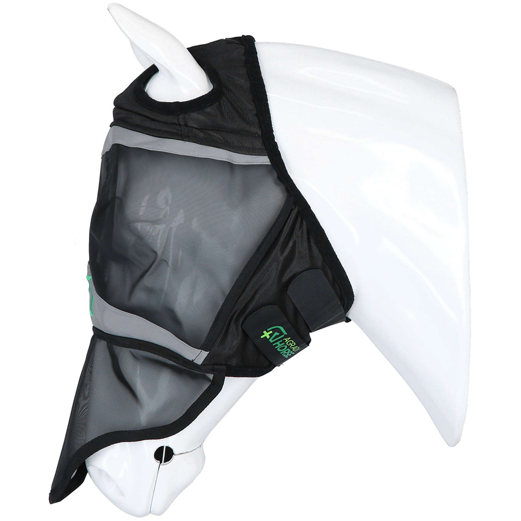 Agradi Horse Vliegenmasker Fine Mesh met Ooruitsparing en Neus Zwart