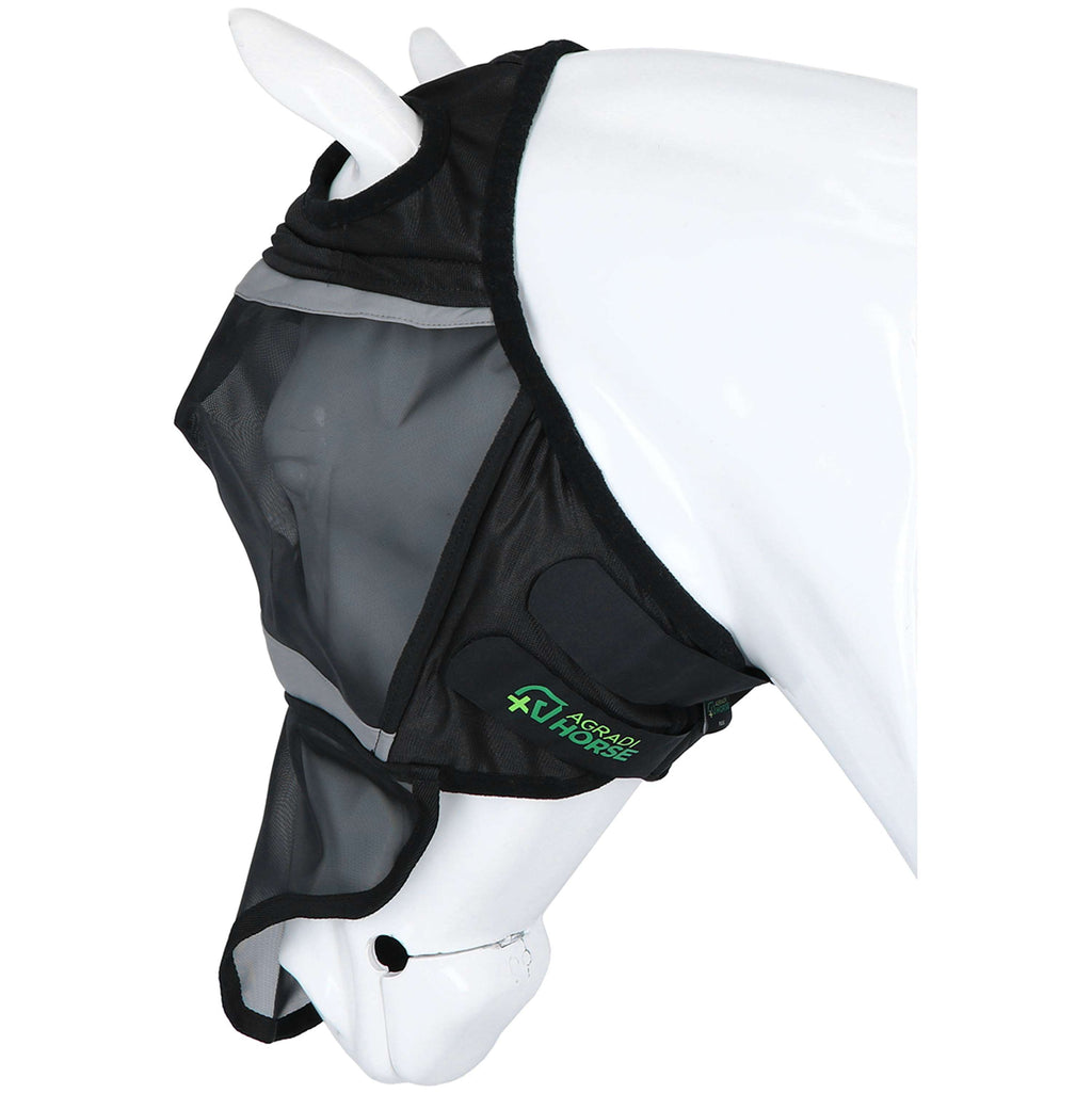 Agradi Horse Vliegenmasker Fine Mesh met Ooruitsparing en Neus Zwart