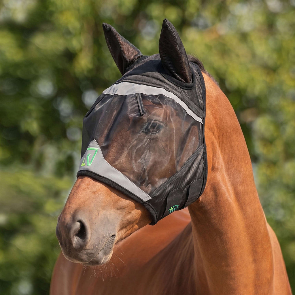 Agradi Horse Vliegenmasker Fine Mesh met Oren Zwart