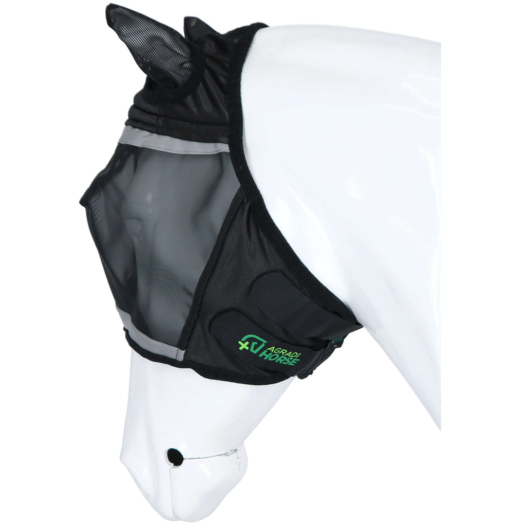 Agradi Horse Vliegenmasker Fine Mesh met Oren Zwart