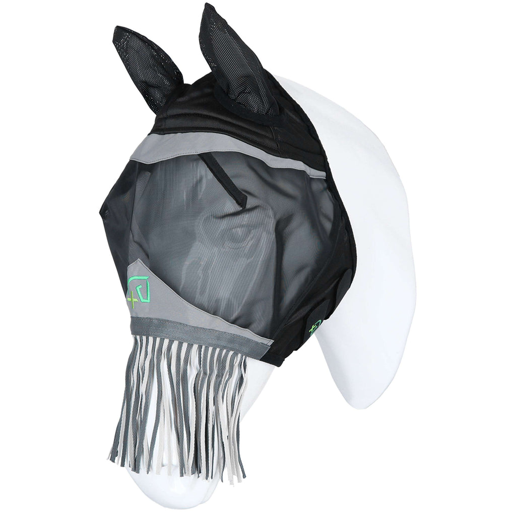 Agradi Horse Vliegenmasker Fine Mesh met Oren en Franjes Zwart