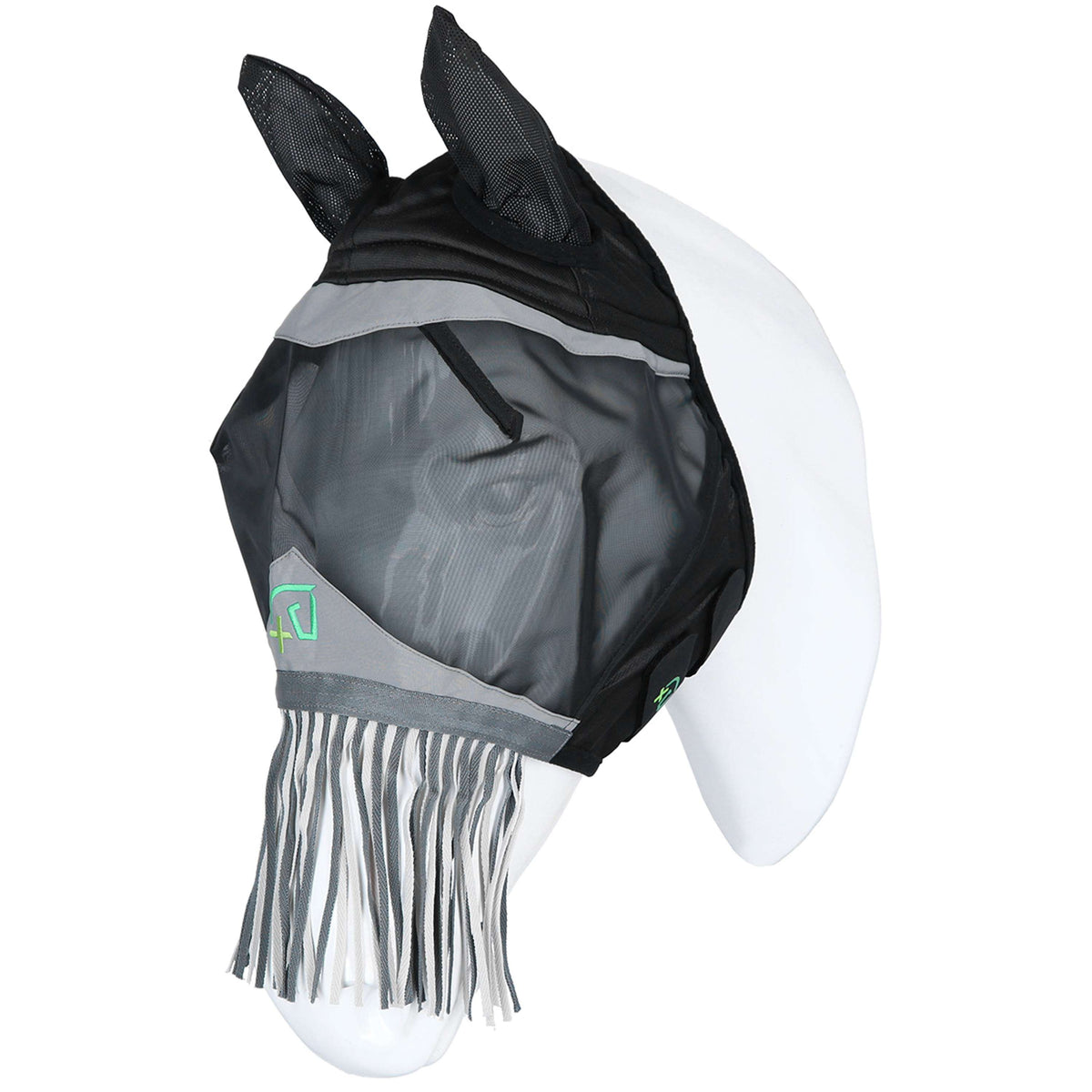 Agradi Horse Vliegenmasker Fine Mesh met Oren en Franjes Zwart