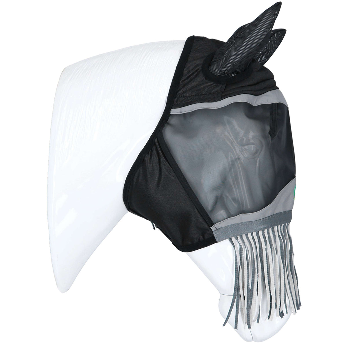 Agradi Horse Vliegenmasker Fine Mesh met Oren en Franjes Zwart