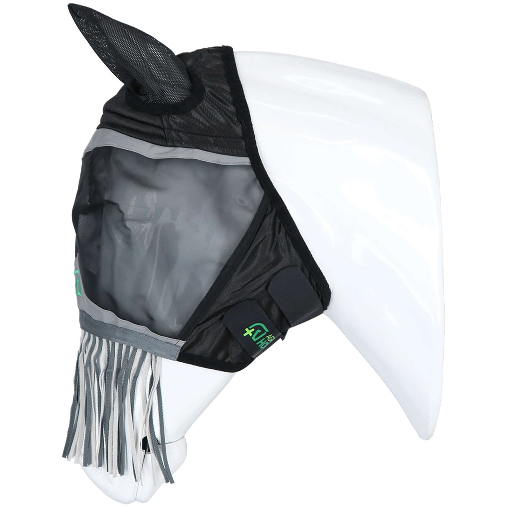 Agradi Horse Vliegenmasker Fine Mesh met Oren en Franjes Zwart