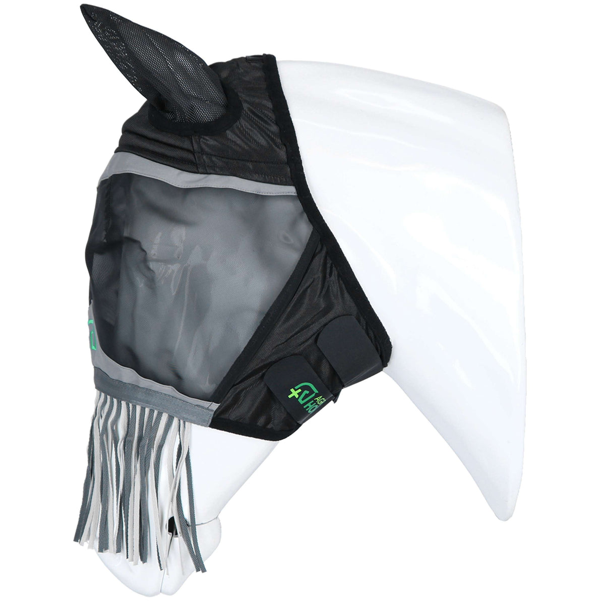 Agradi Horse Vliegenmasker Fine Mesh met Oren en Franjes Zwart