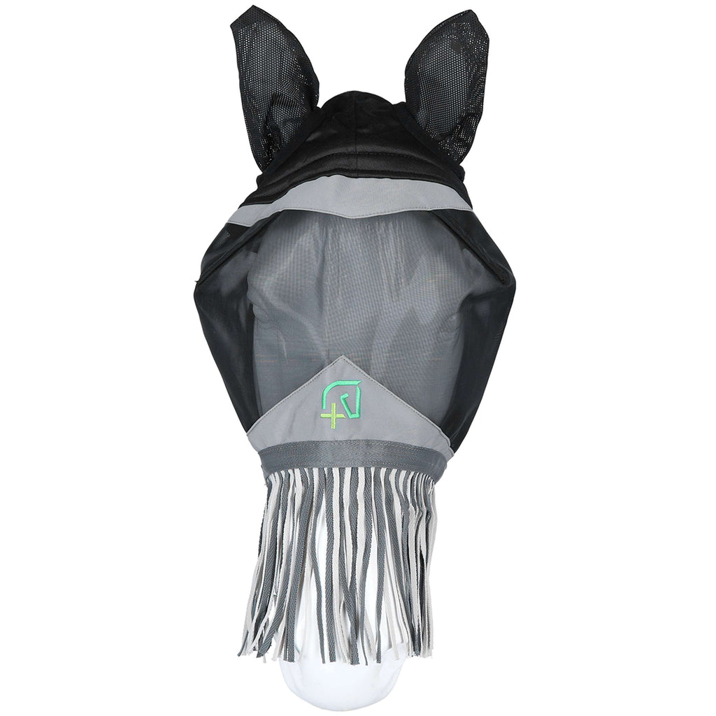 Agradi Horse Vliegenmasker Fine Mesh met Oren en Franjes Zwart