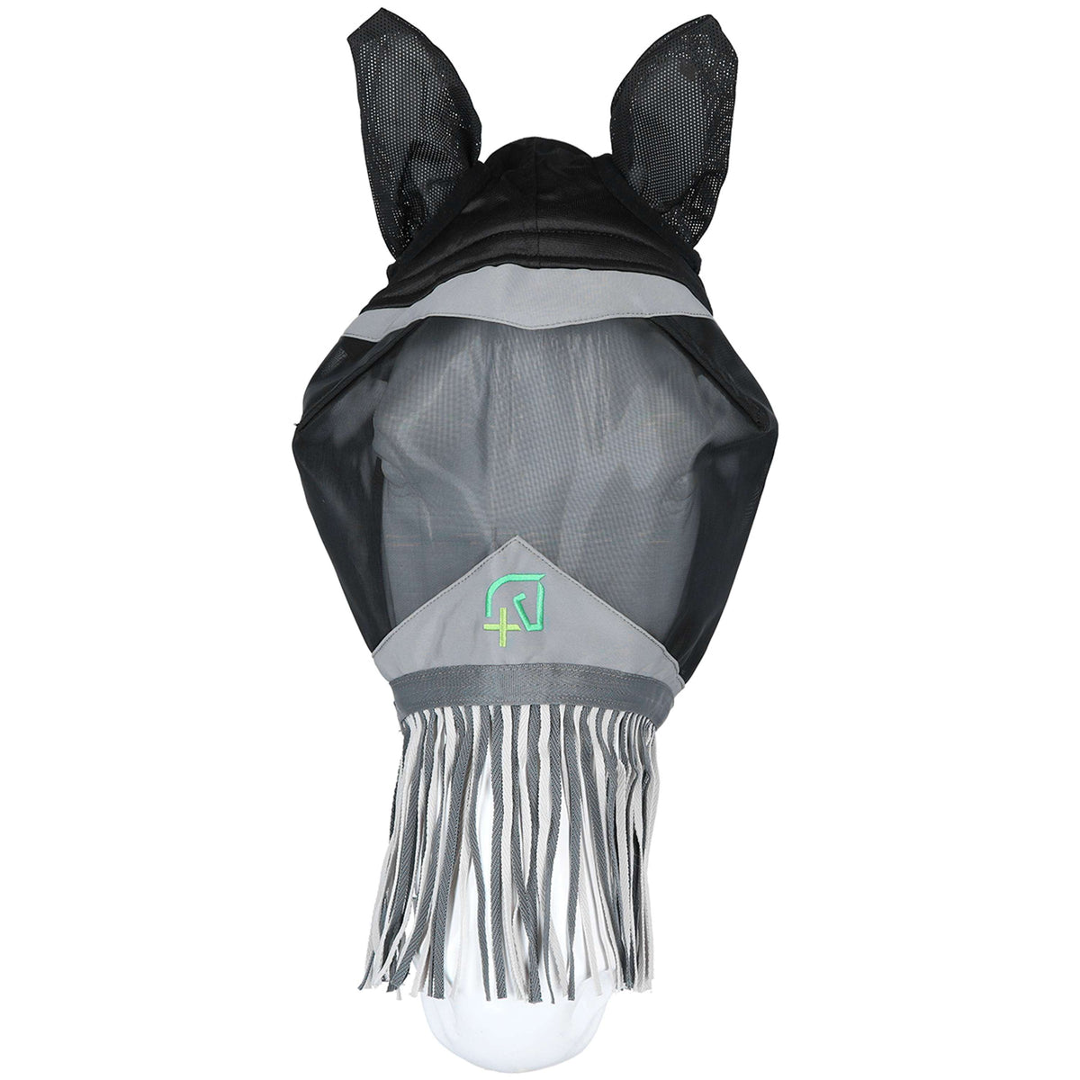 Agradi Horse Vliegenmasker Fine Mesh met Oren en Franjes Zwart