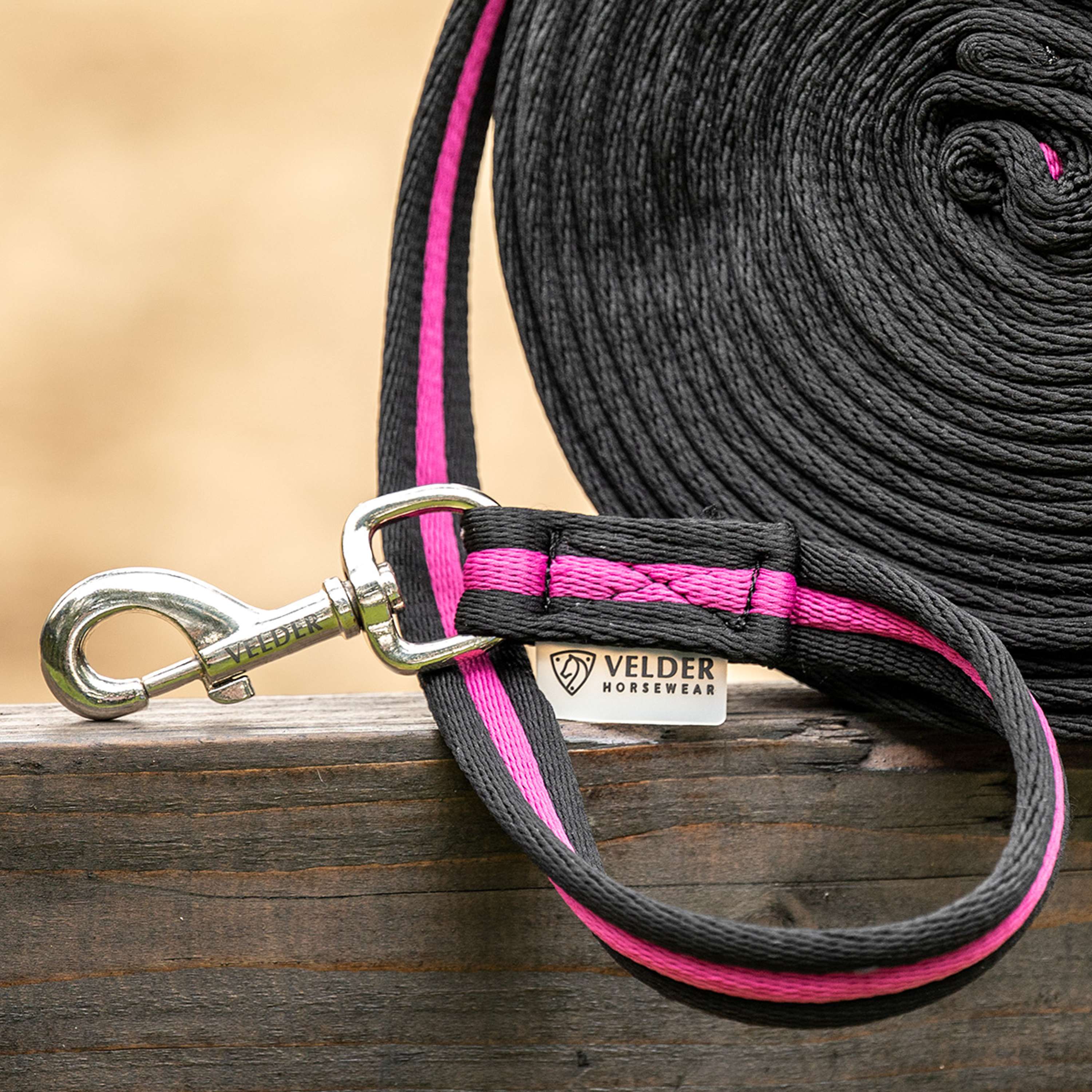 Velder Horsewear Longeerlijn Stripe Zwart/Roze