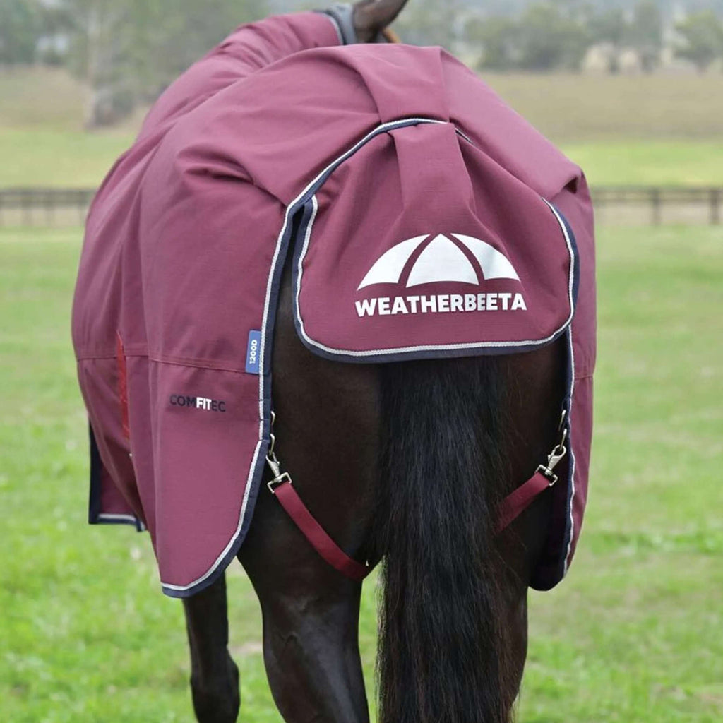 WeatherBeeta ComFiTec Essential Turnout Detach-A-Neck 50g Burgundy/Navy