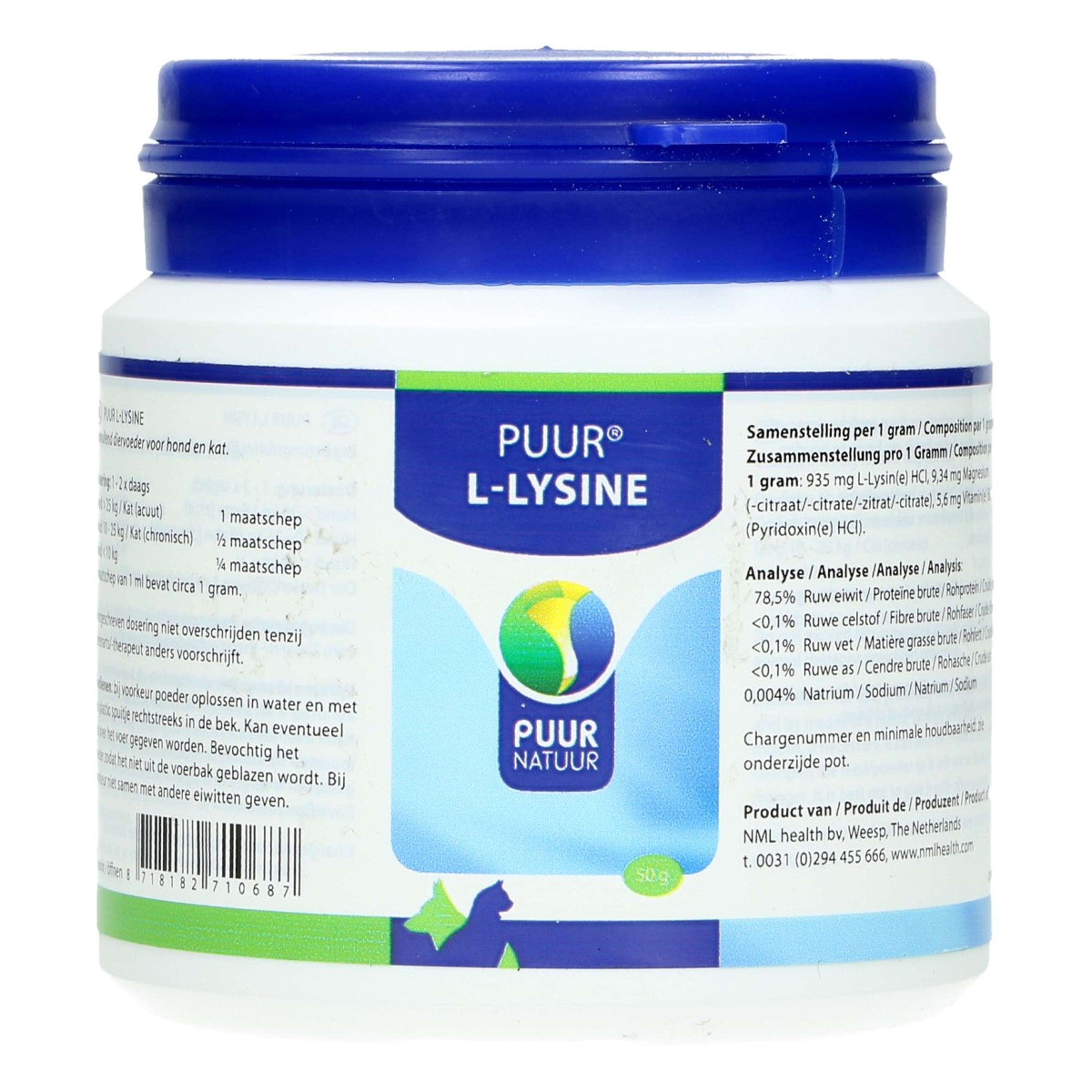 PUUR L-lysine Hond en Kat PUUR L-lysine Hond en Kat