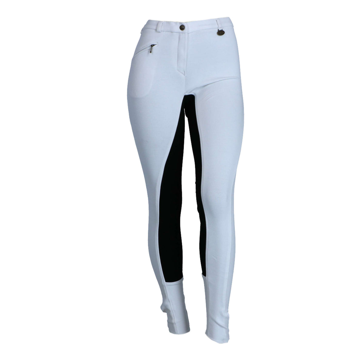 HKM Rijbroek Basic Belmtex Grip 3/4 Zitvlak Dames Wit/Zwart