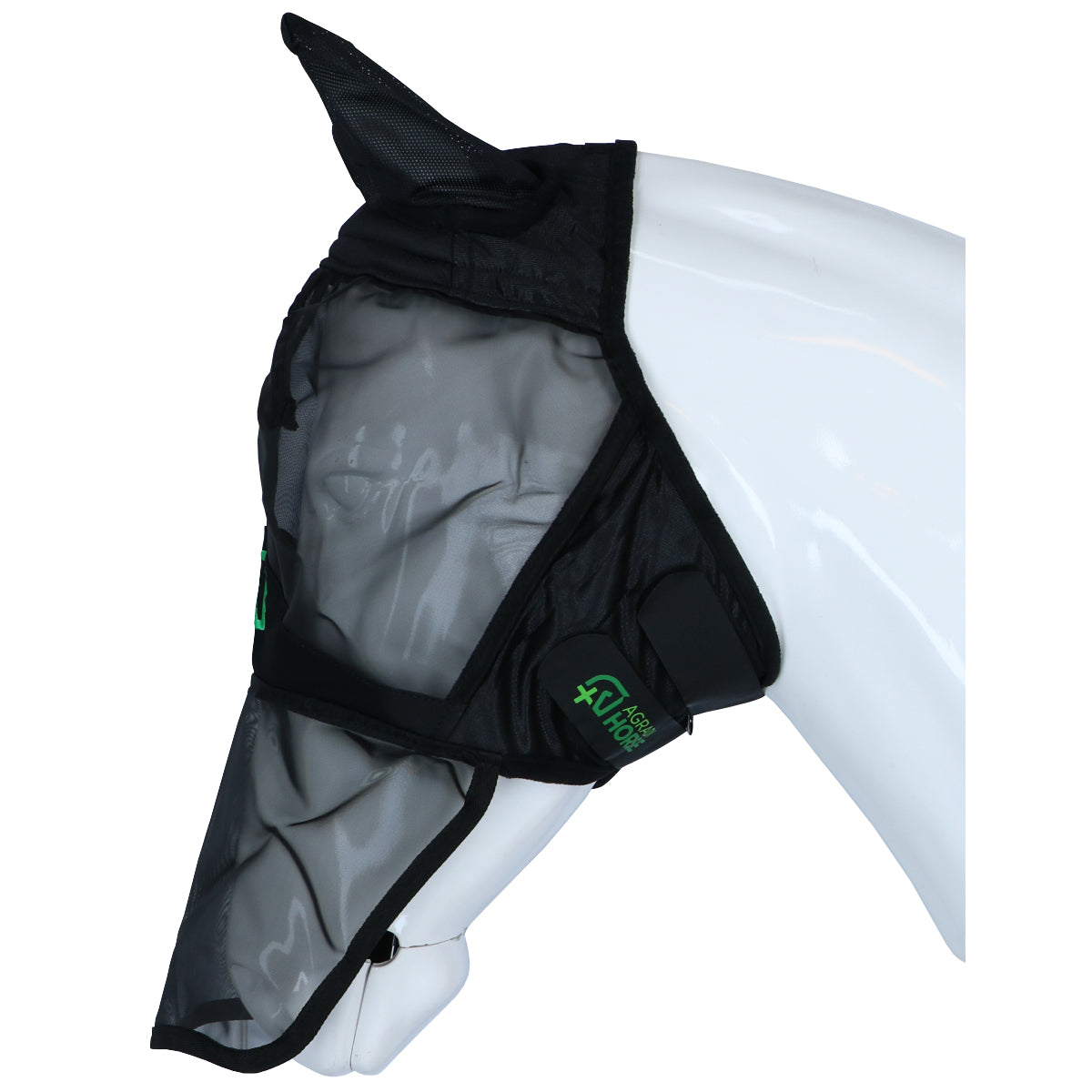 Agradi Horse Vliegenmasker Fine Mesh met Oren en Neus Zwart