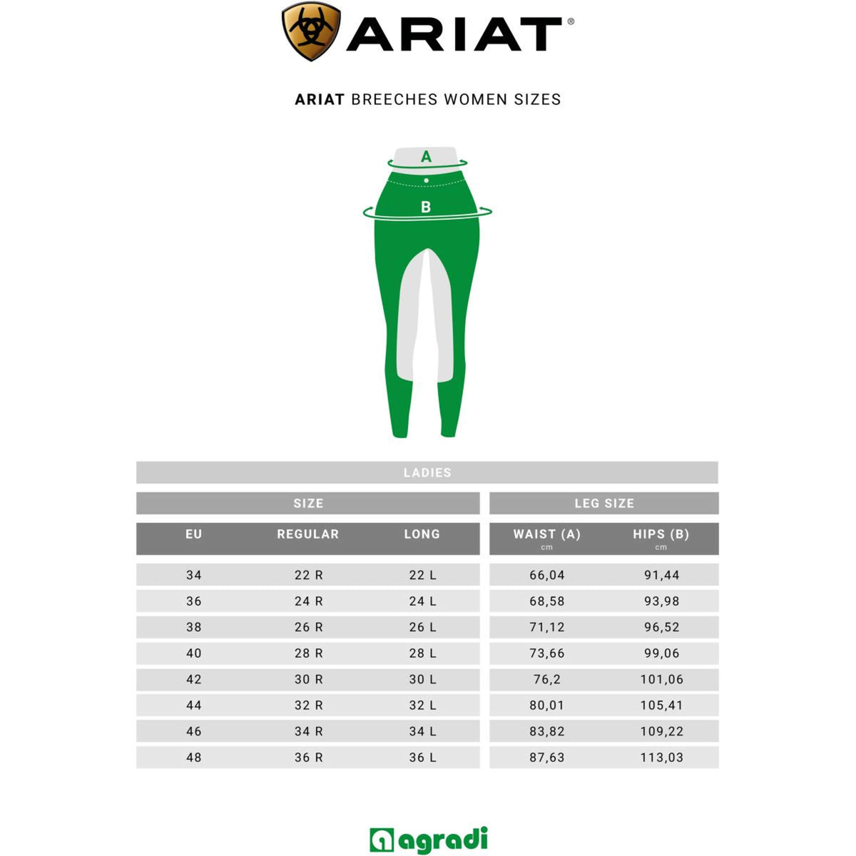 Ariat Rijbroek Tri Factor Grip Full Grip Woman's White