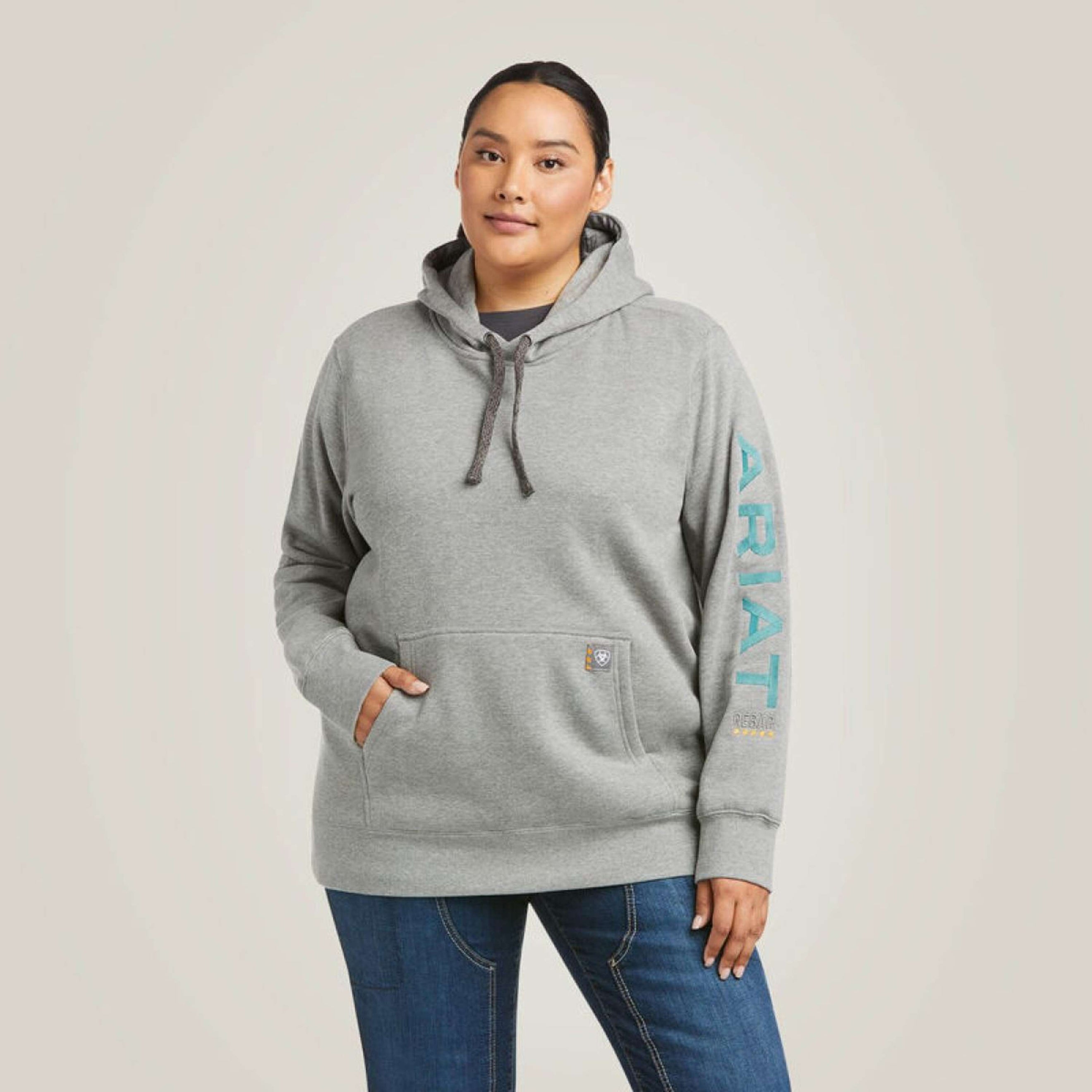 Ariat Hoodie Rebar Graphic Dames Heather Grey