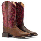 Ariat Westernlaarzen Round Up Back Zip Dames Worn Mocha/Rasberry