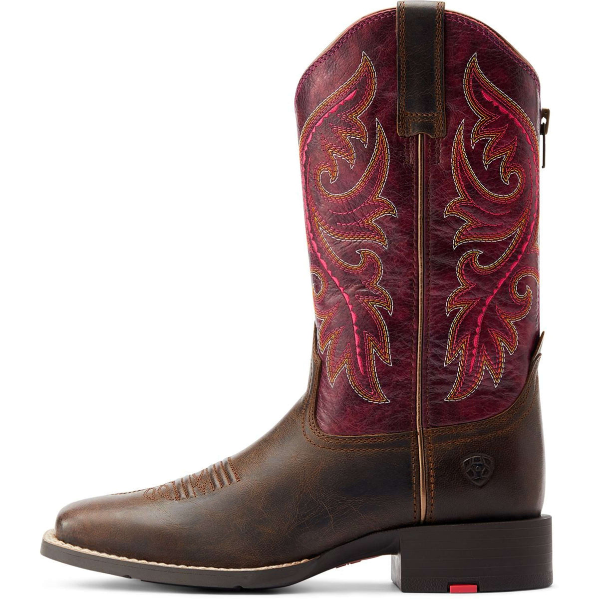 Ariat Westernlaarzen Round Up Back Zip Dames Worn Mocha/Rasberry