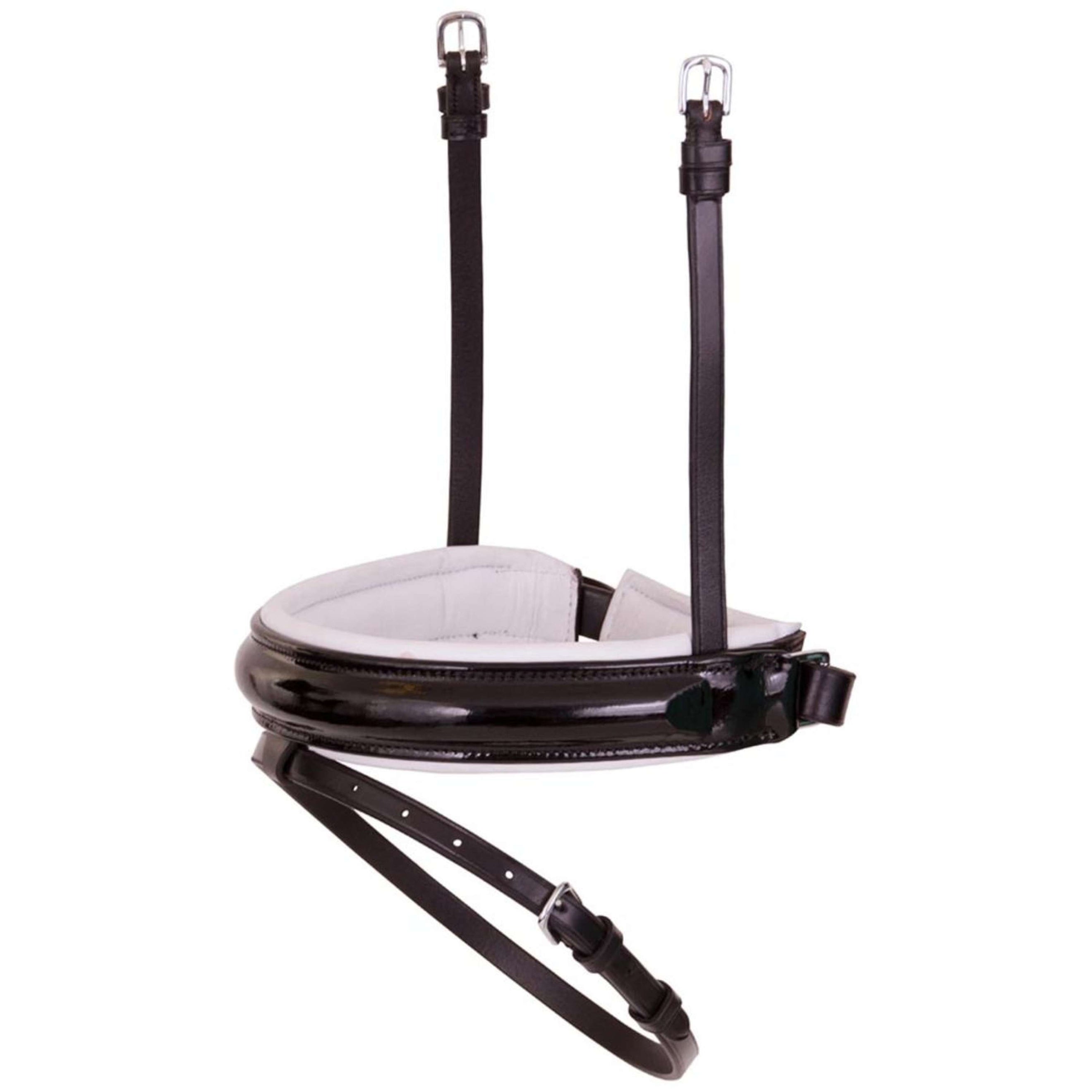 BR Gecombineerde Neusriem Lak Breed Bakstukken Zwart/Wit BR Gecombineerde Neusriem Lak Breed Bakstukken Zwart/Wit