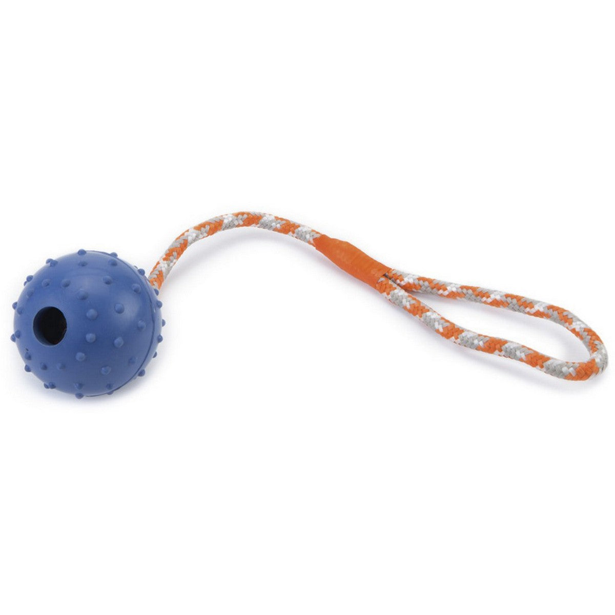 Beeztees Rubber Bal met Bel + Koord Blauw