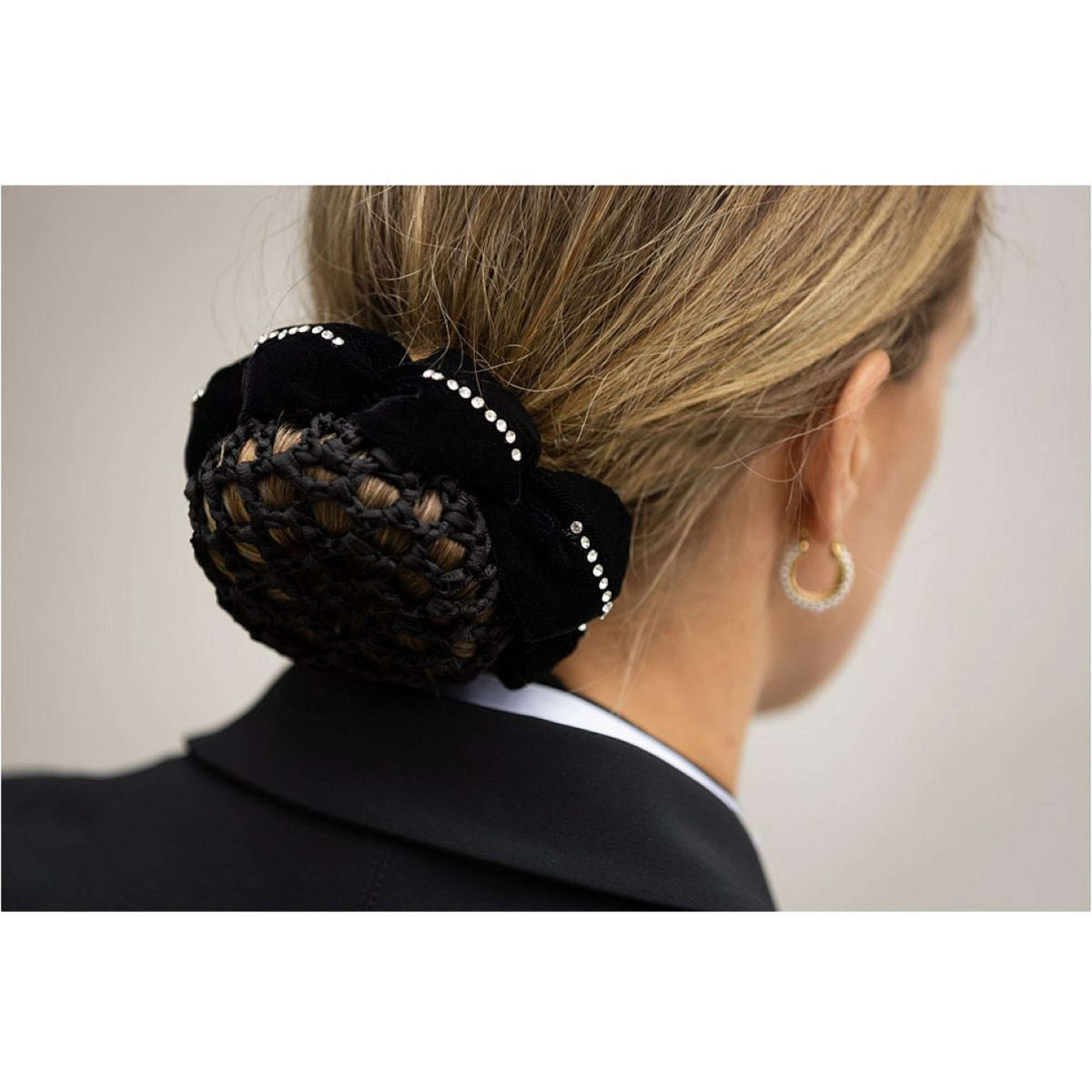 BR Scrunchie Magnolia met Knotnet Zwart