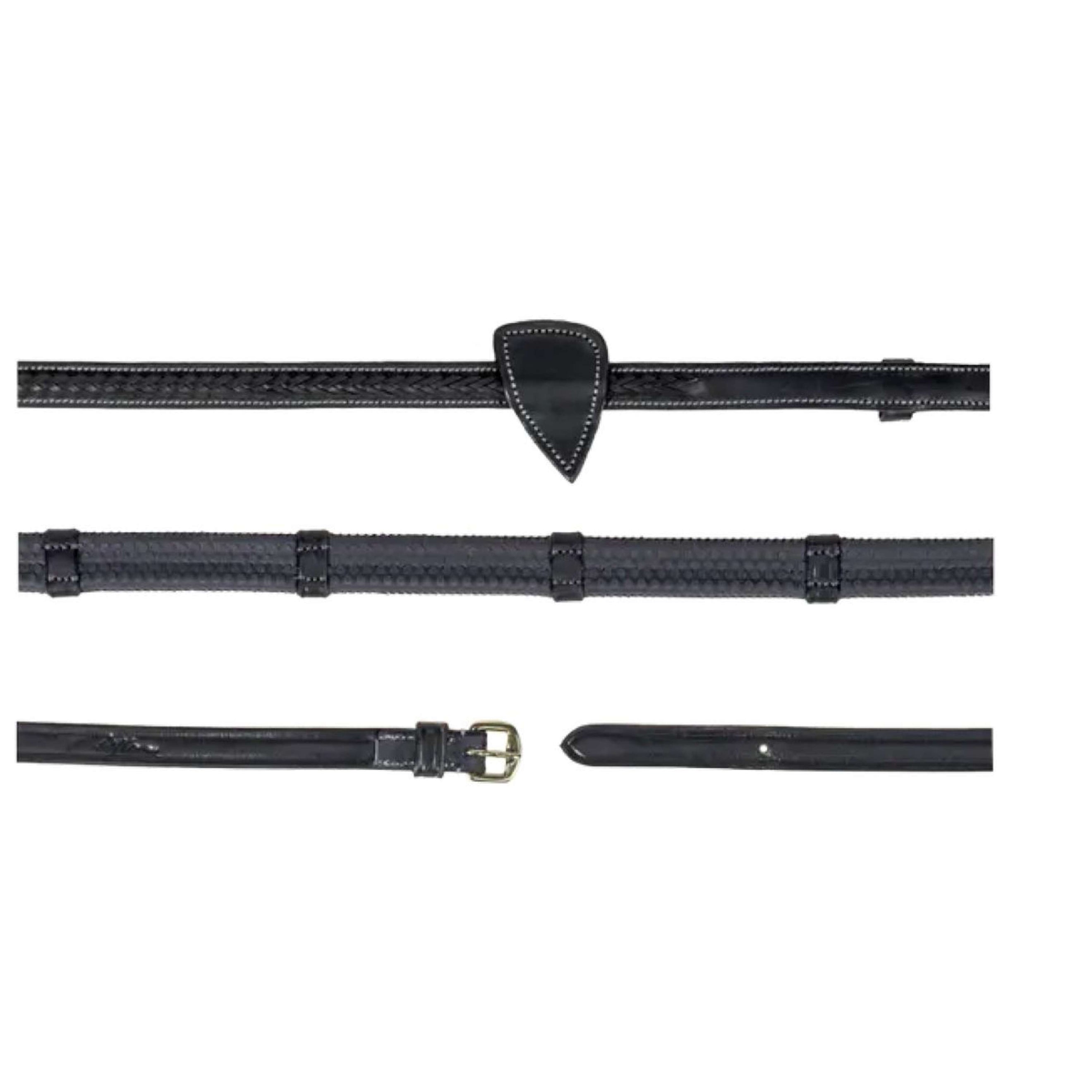 Dyon Teugels 1/2 Rubber Gevlochten met Leren stops Zwart Dyon Teugels 1/2 Rubber Gevlochten met Leren stops Zwart