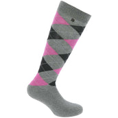 EQUITHÈME Sokken Argyle Grijs/Neon Roze