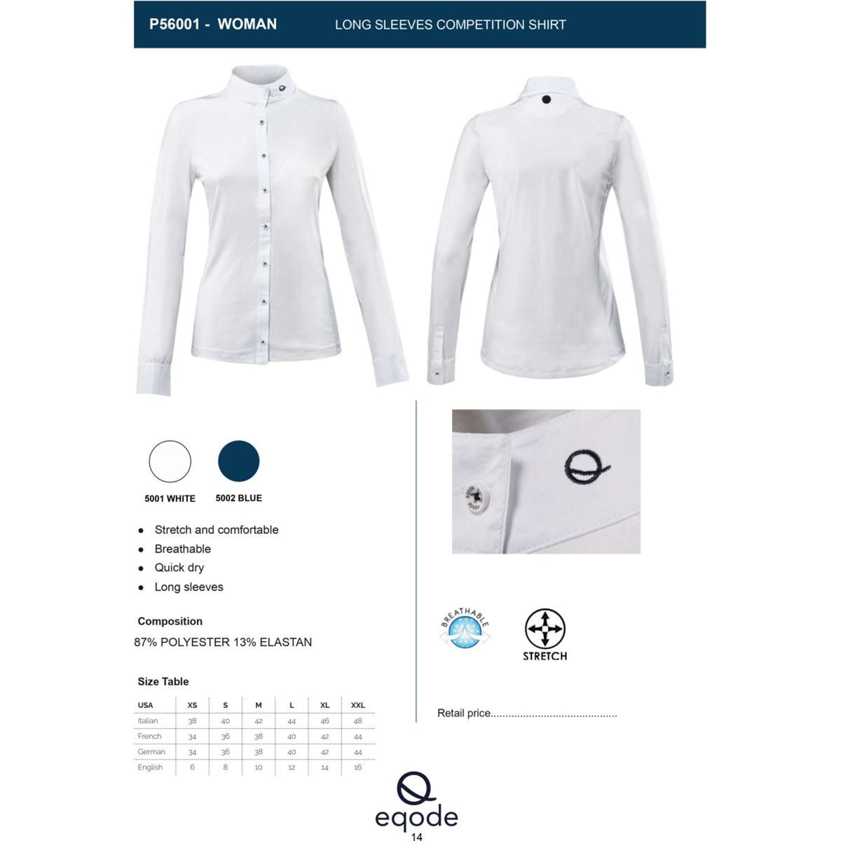 EQODE by Equiline Wedstrijdshirt Dreda Blauw