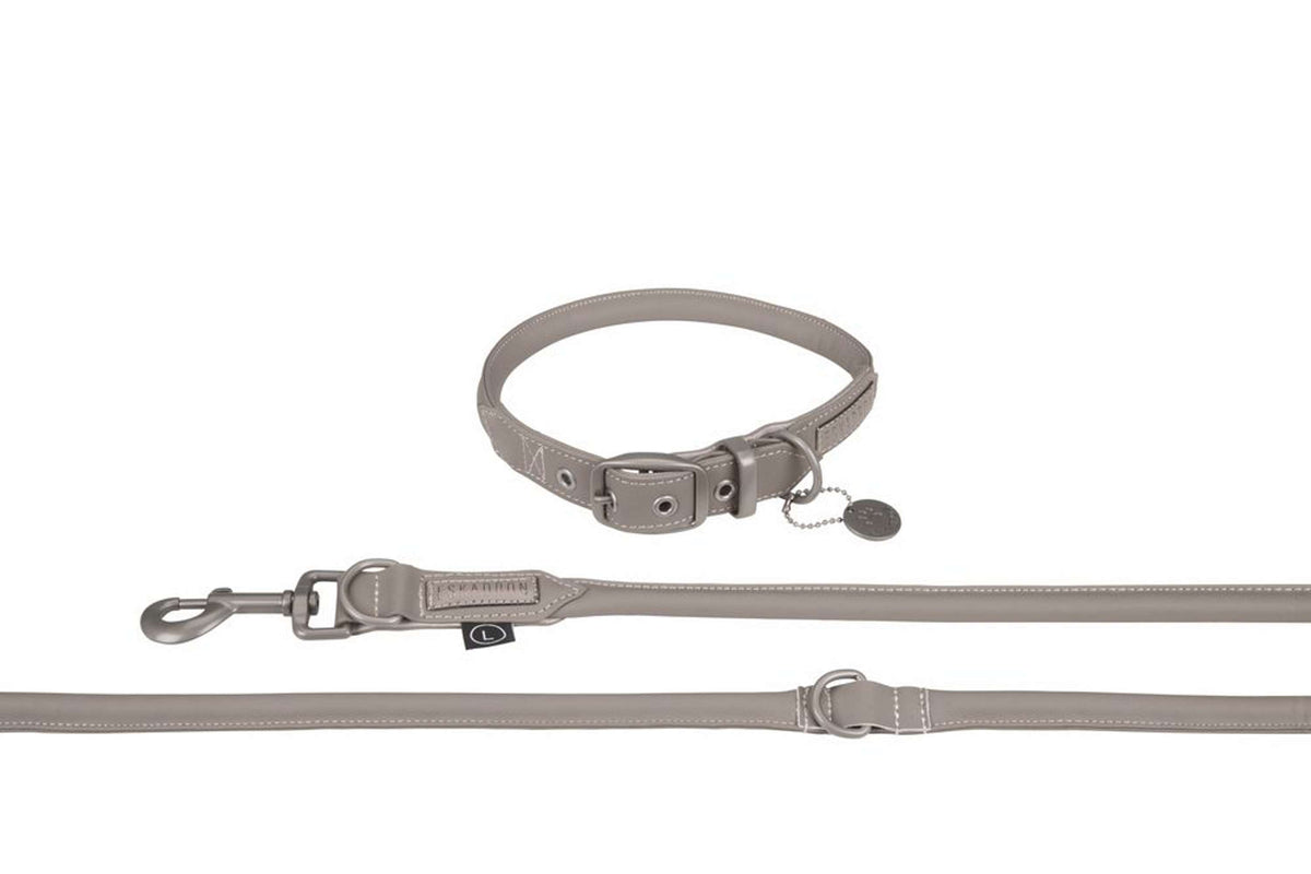 Eskadron Halsband en Lijn Classic Sports Leather Velvet Taupe