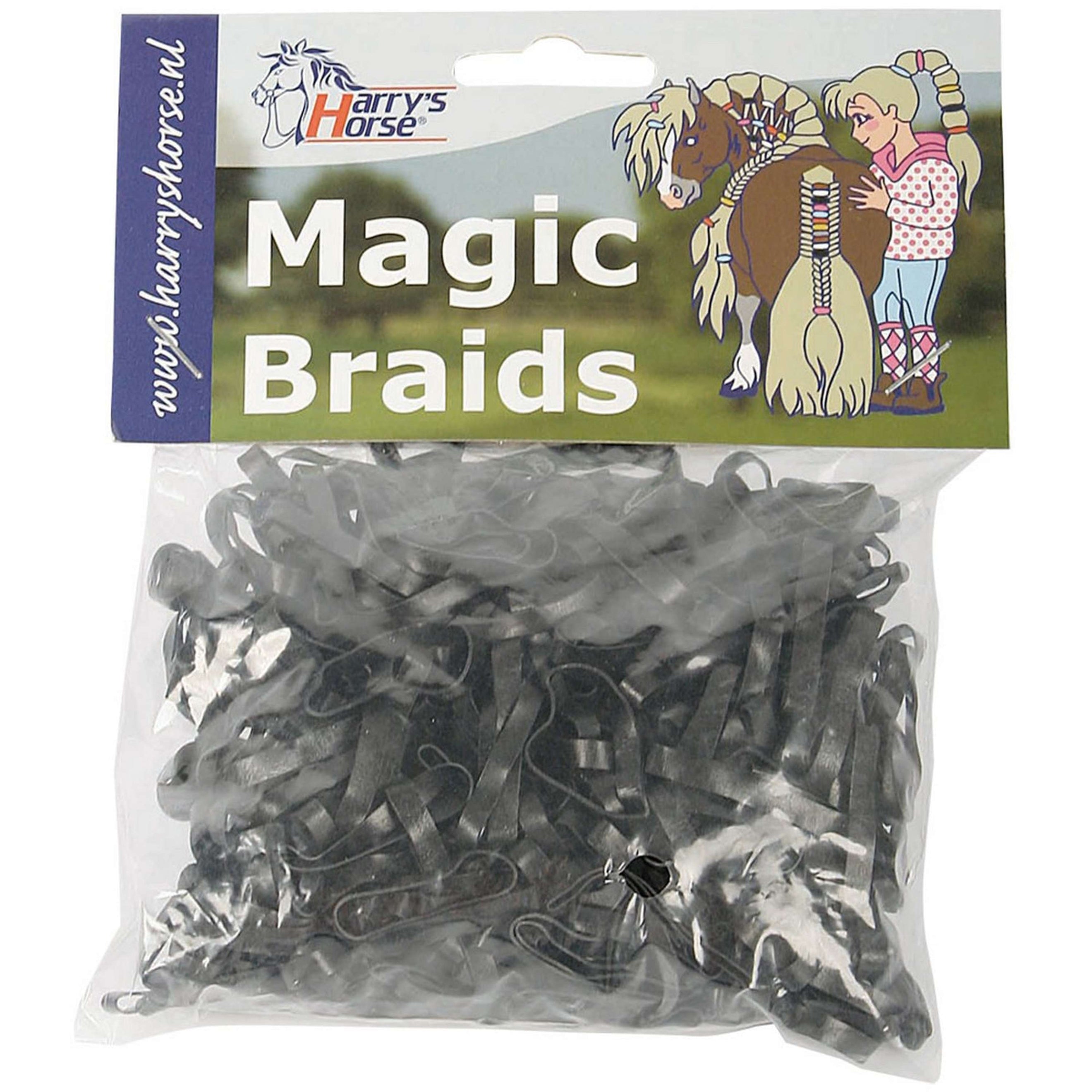 Harry's Horse Haarelastiekjes Magic Braids Zakje Zwart