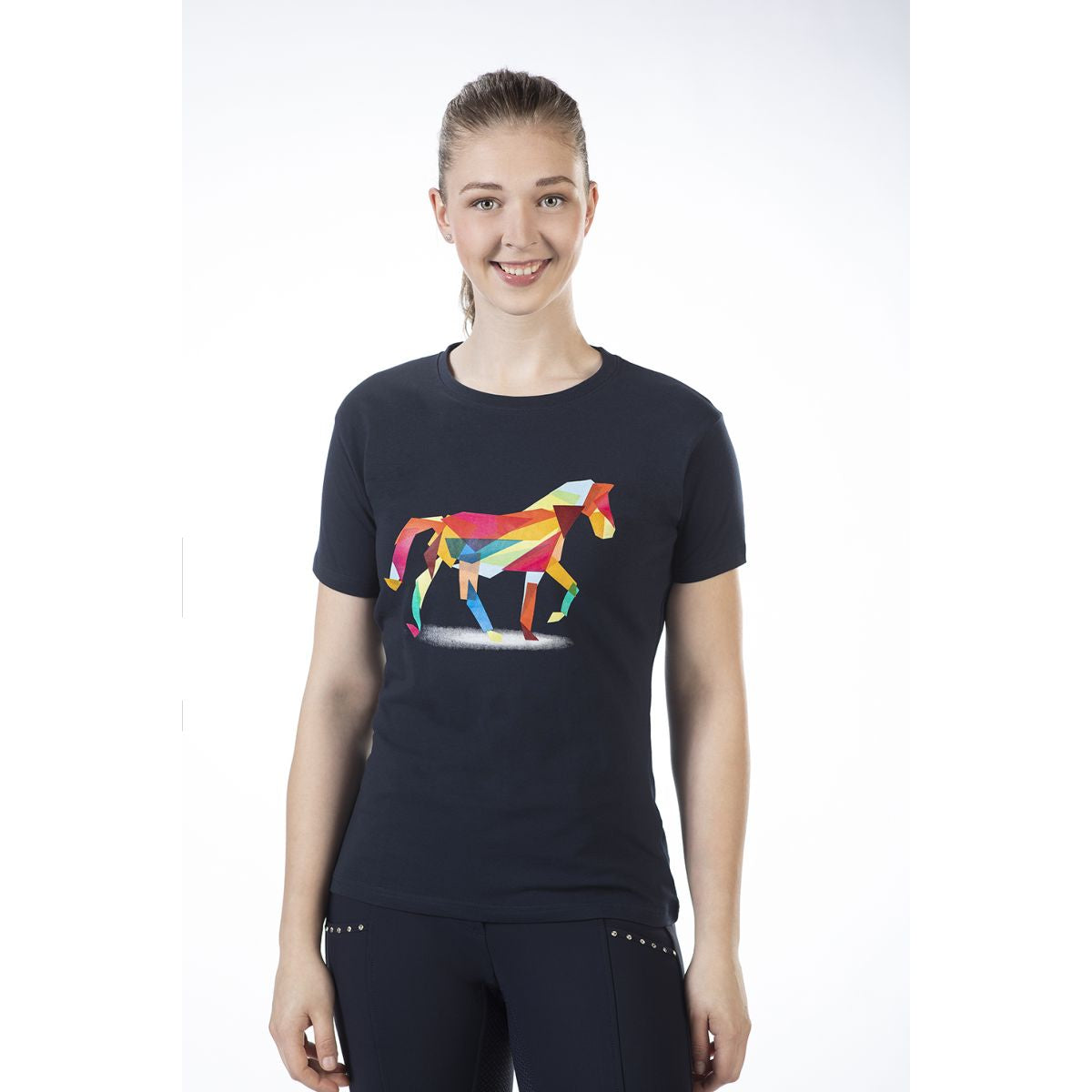 HKM T-Shirt Colourful Horse Donkerblauw