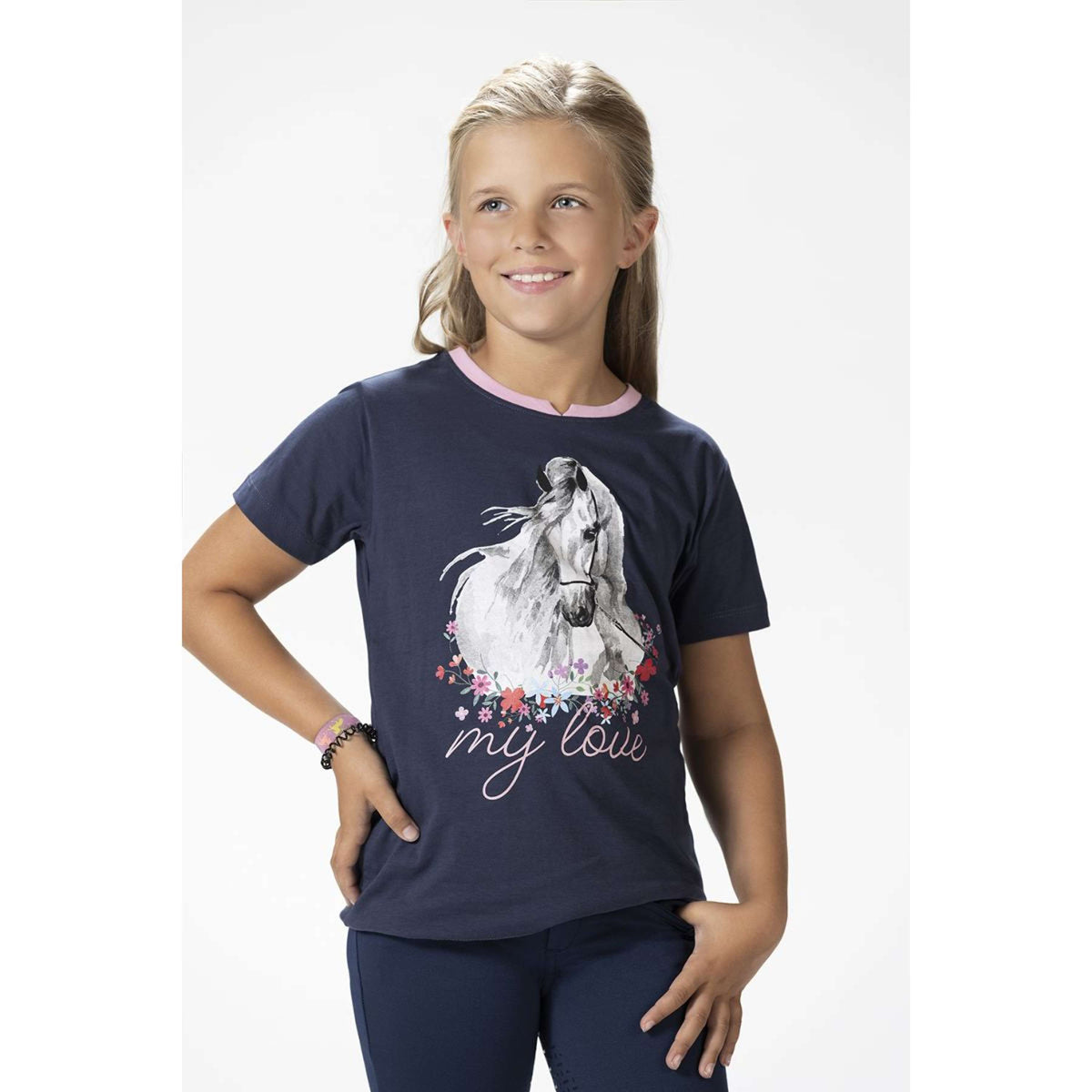 HKM T-Shirt Horse Spirit Donkerblauw