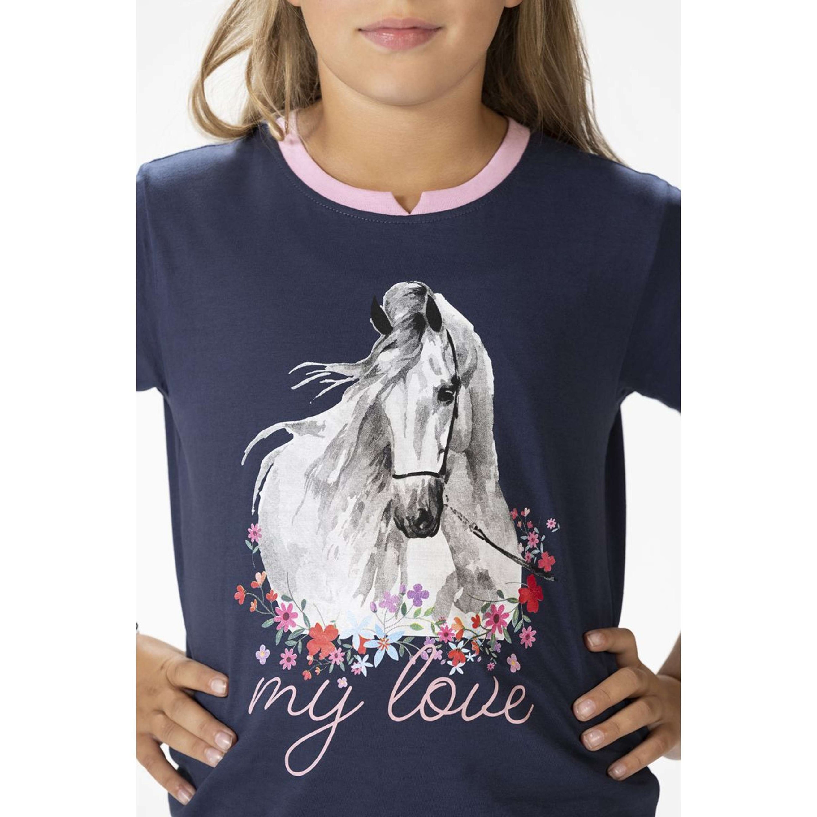 HKM T-Shirt Horse Spirit Donkerblauw
