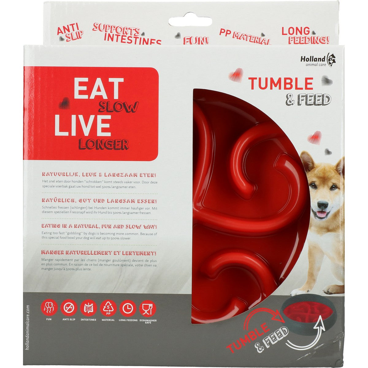 Eat Slow Live Longer Tumble Feeder Rood