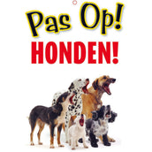 Red Horse Waakbord Pas op, honden Rood/Wit/Geel