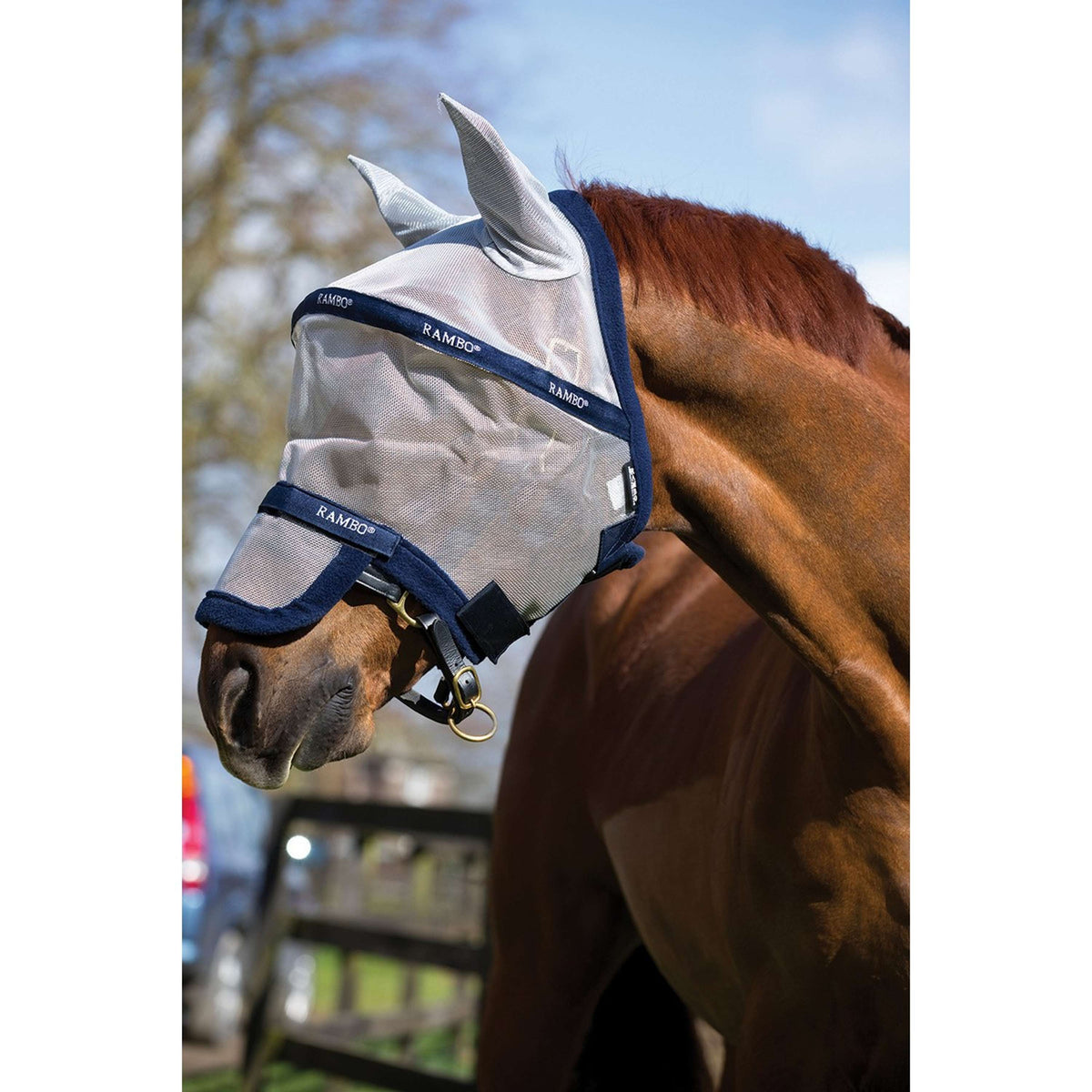 Rambo Fly Mask Navy/Silver