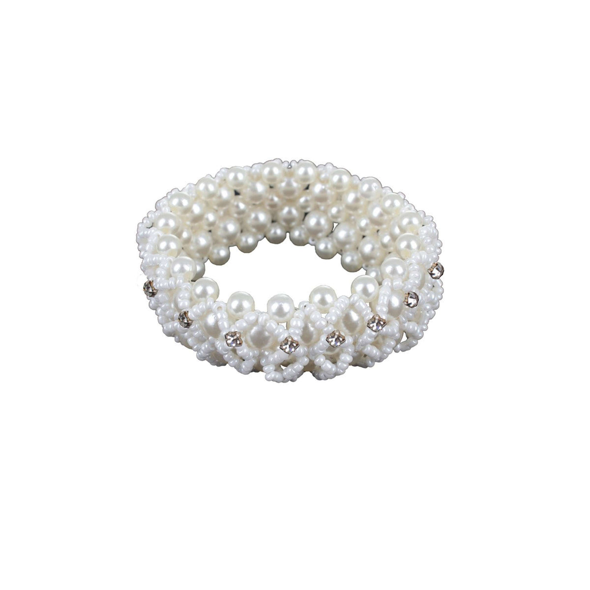 HORKA Haar Strik Crystal Pearl Wit