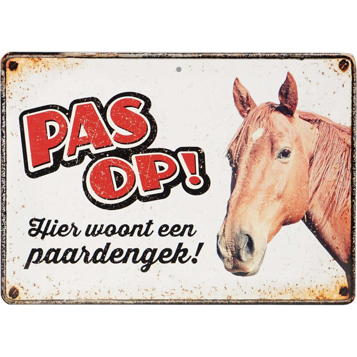 Red Horse Waarschuwingsbord Paardengek Liggend